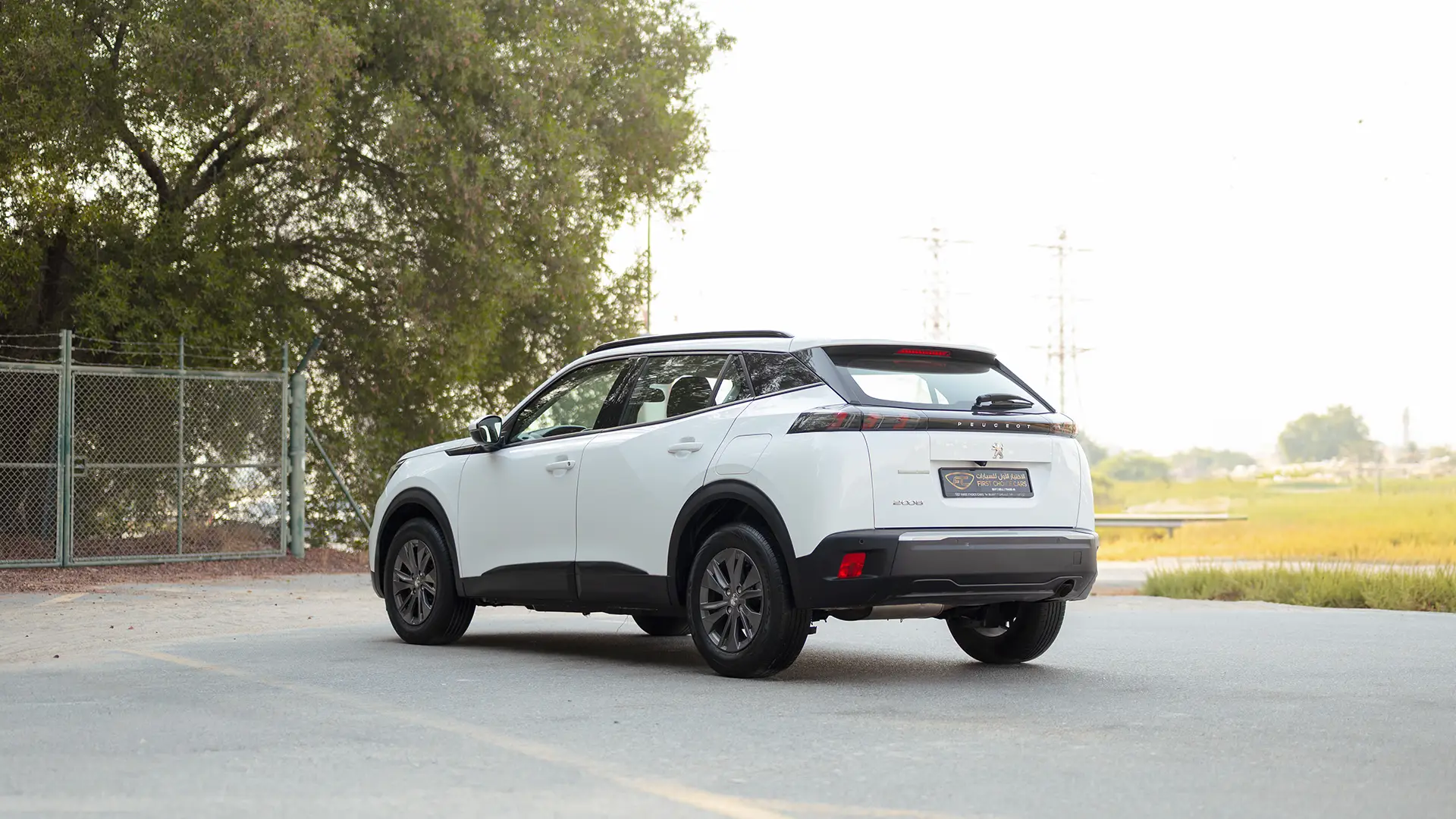 Used 2022 Peugeot 2008 Active in White – Left Back Diagonal (45°) View for Sale at First Choice Cars Dubai Sharjah