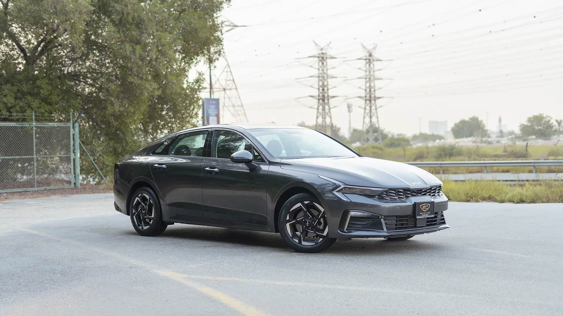 Used 2024 Kia K5 LX in Grey – Right Front Diagonal (45°) View for Sale at First Choice Cars Dubai Sharjah