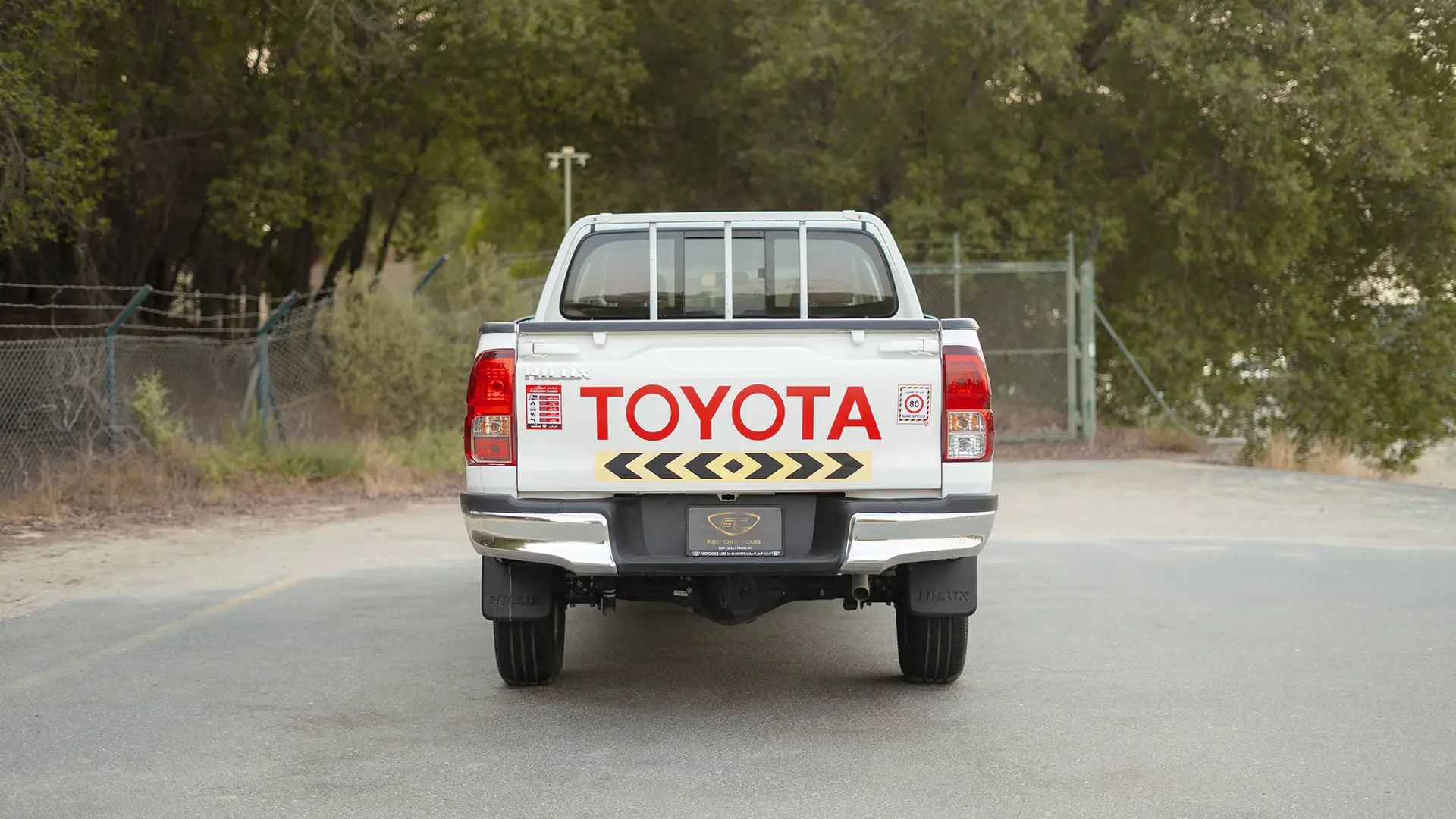 Used 2021 Toyota Hilux GLX Double Cabin in White – Back/Rear View for Sale at First Choice Cars Dubai Sharjah