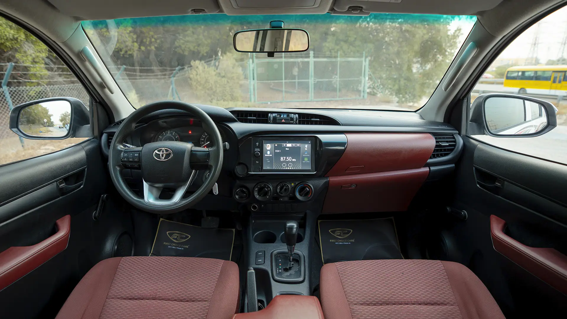 Used 2022 Toyota Hilux GLX Double Cabin in White – Front Cabin / Dashboard Full View for Sale at First Choice Cars Dubai Sharjah
