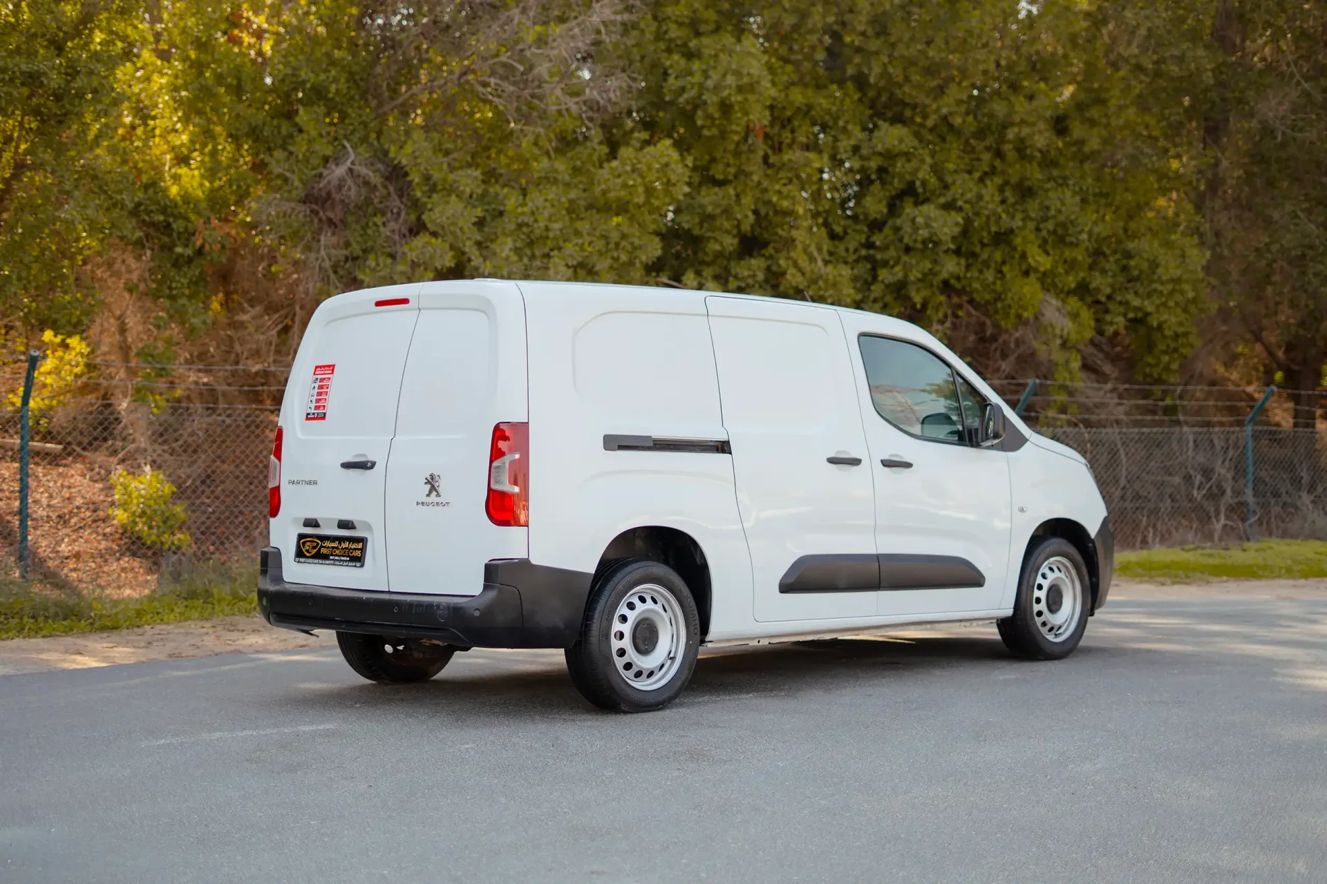 Used 2020 Peugeot Partner Standard in White – Right Back Diagonal (45°) View for Sale at First Choice Cars Dubai Sharjah