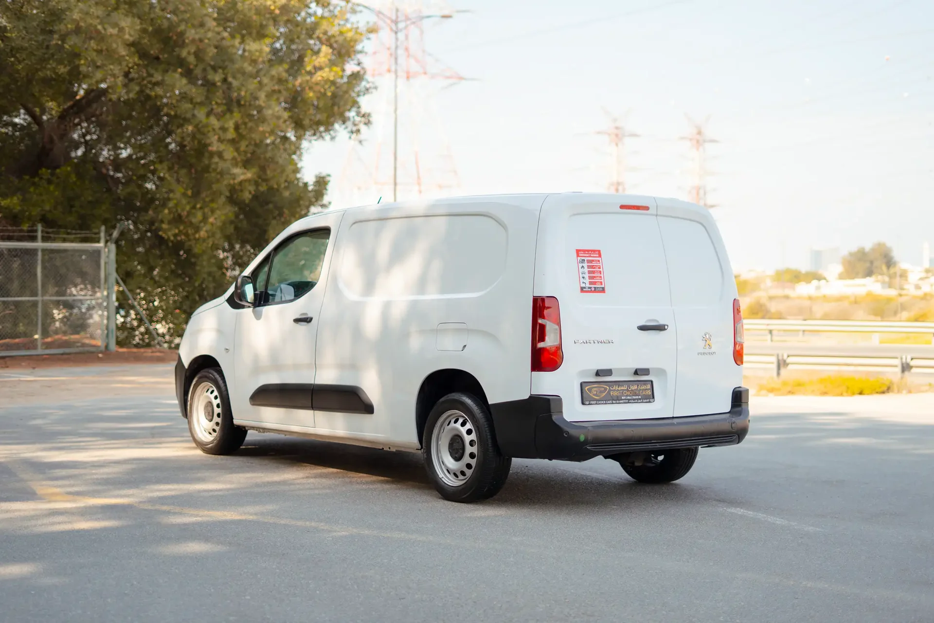 Used 2020 Peugeot Partner Standard in White – Left Back Diagonal (45°) View for Sale at First Choice Cars Dubai Sharjah