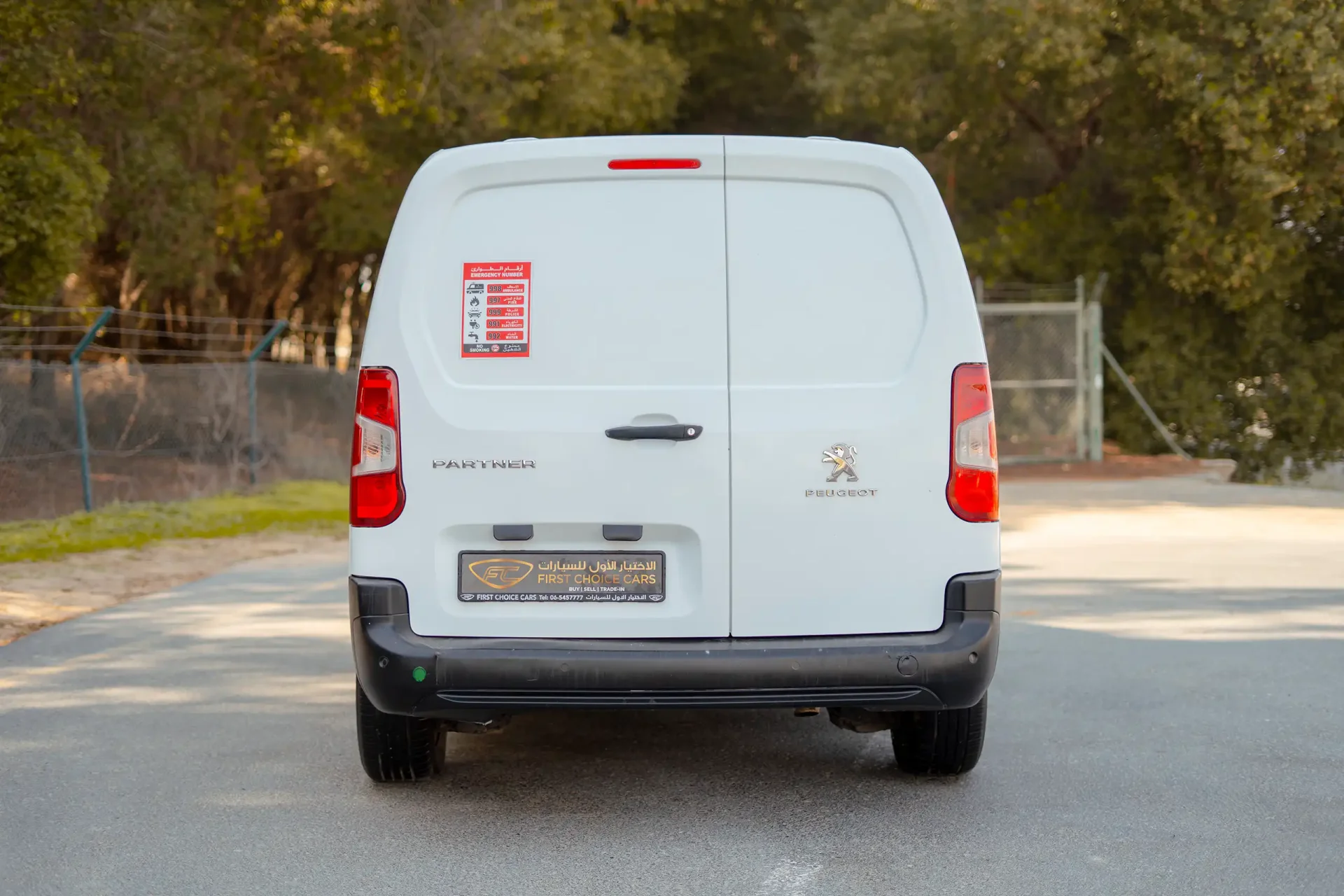 Used 2020 Peugeot Partner Standard in White – Back/Rear View for Sale at First Choice Cars Dubai Sharjah