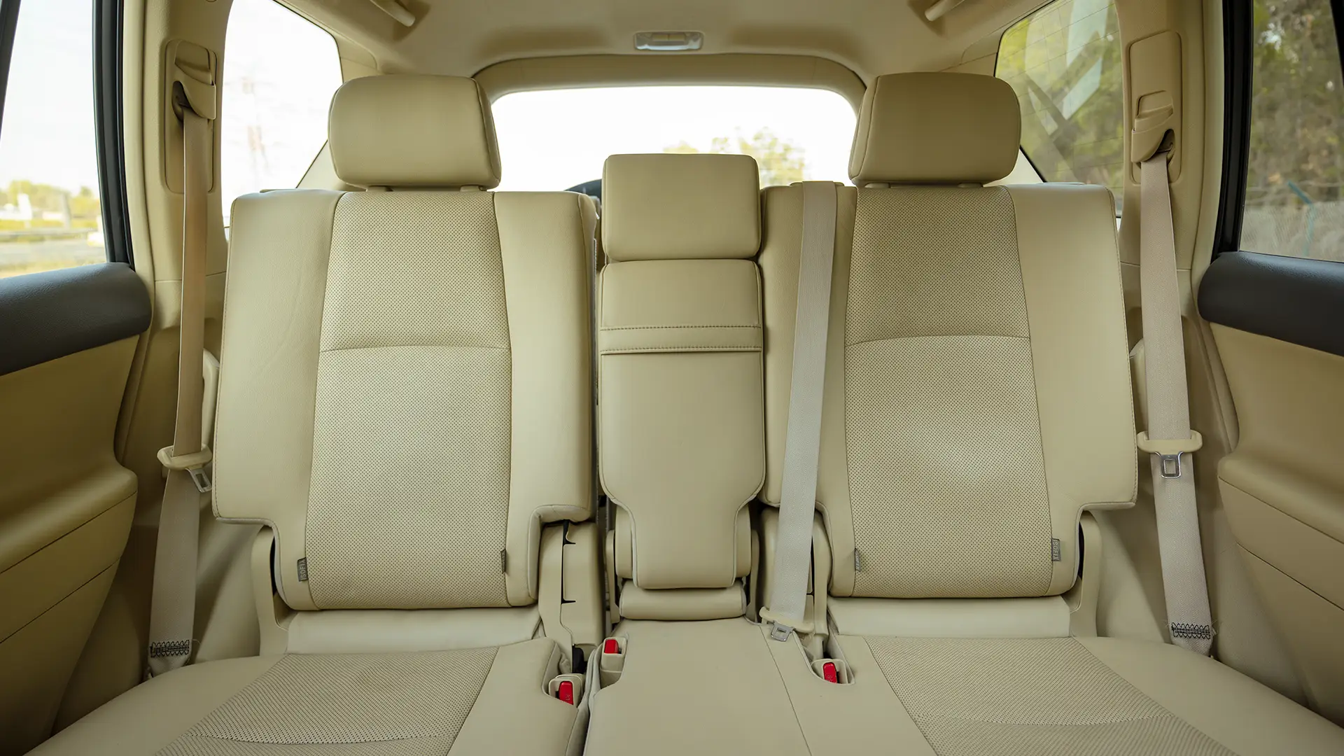 Used 2016 Toyota Prado VXR in White – Rear Seat View for Sale at First Choice Cars Dubai Sharjah