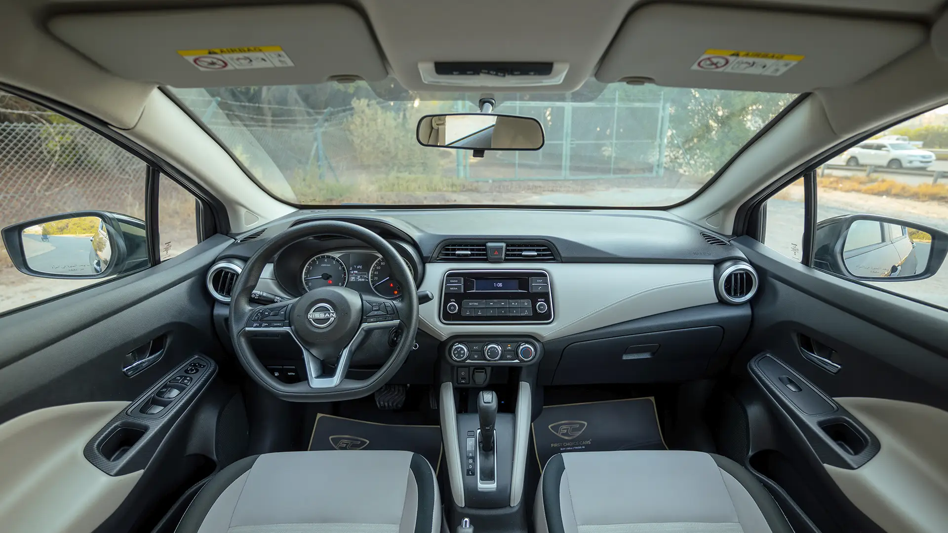 Used 2024 Nissan Sunny S in Black – Front Cabin / Dashboard Full View for Sale at First Choice Cars Dubai Sharjah