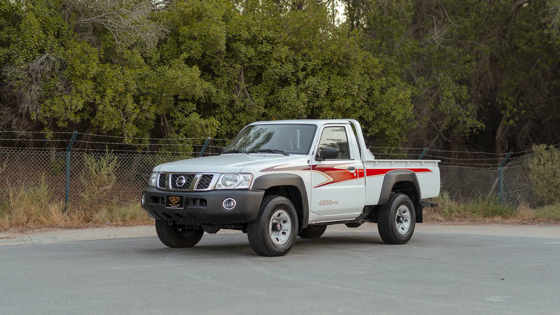 Used 2022 Nissan Patrol Pickup GL in White – Left Front Diagonal (45°) View for Sale at First Choice Cars Dubai Sharjah