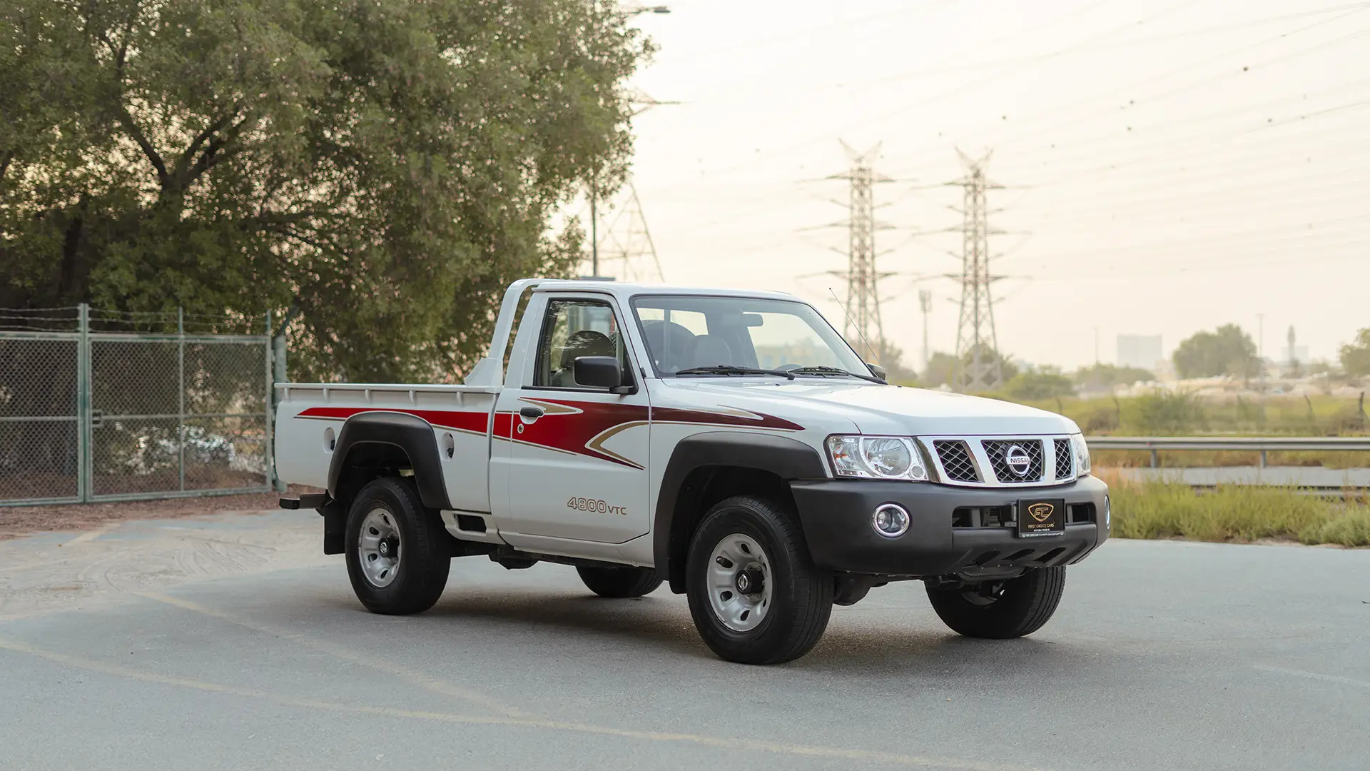Used 2022 Nissan Patrol Pickup GL in White – Right Front Diagonal (45°) View for Sale at First Choice Cars Dubai Sharjah