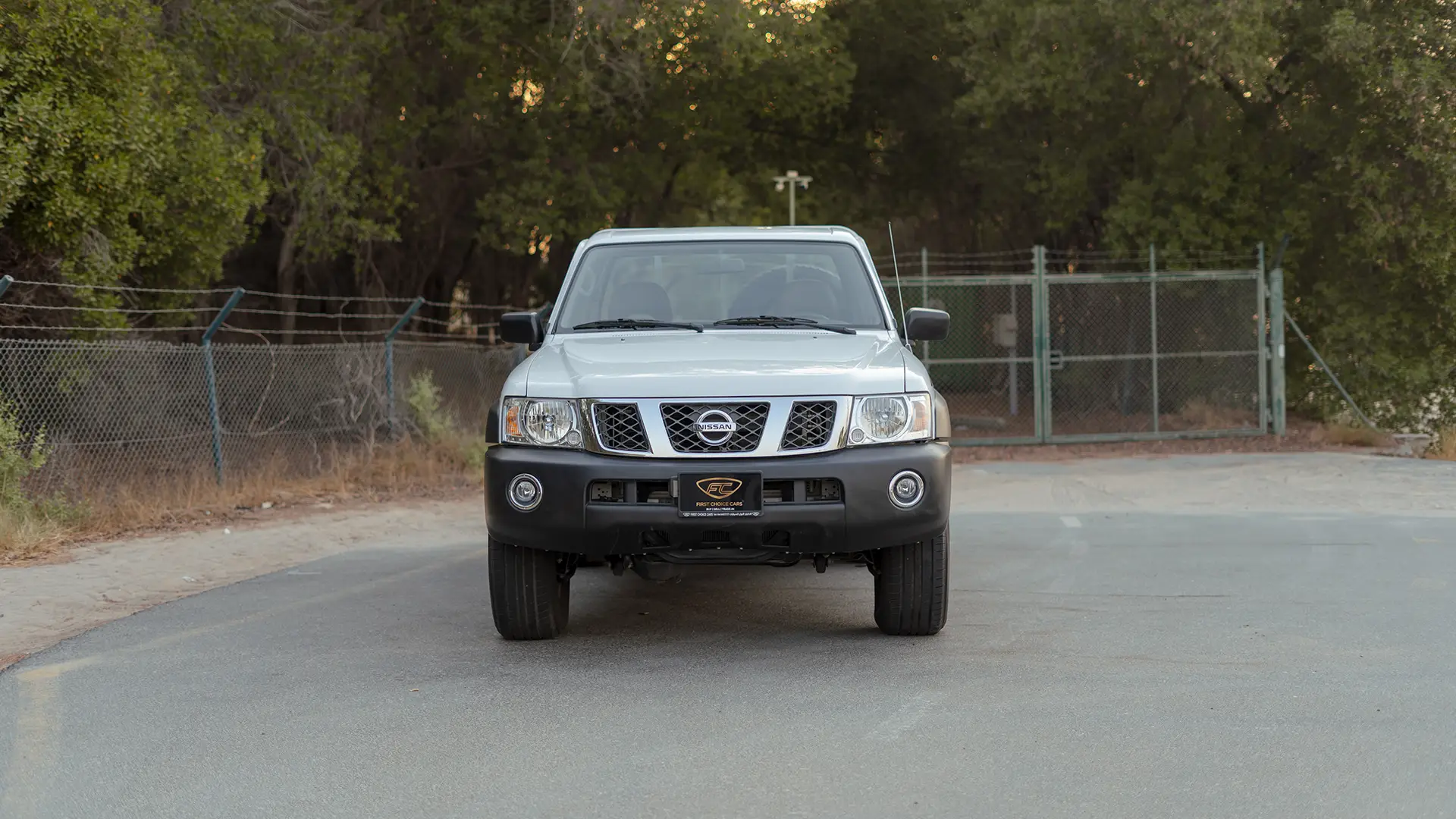 Used 2022 Nissan Patrol Pickup GL in White – Front View for Sale at First Choice Cars Dubai Sharjah