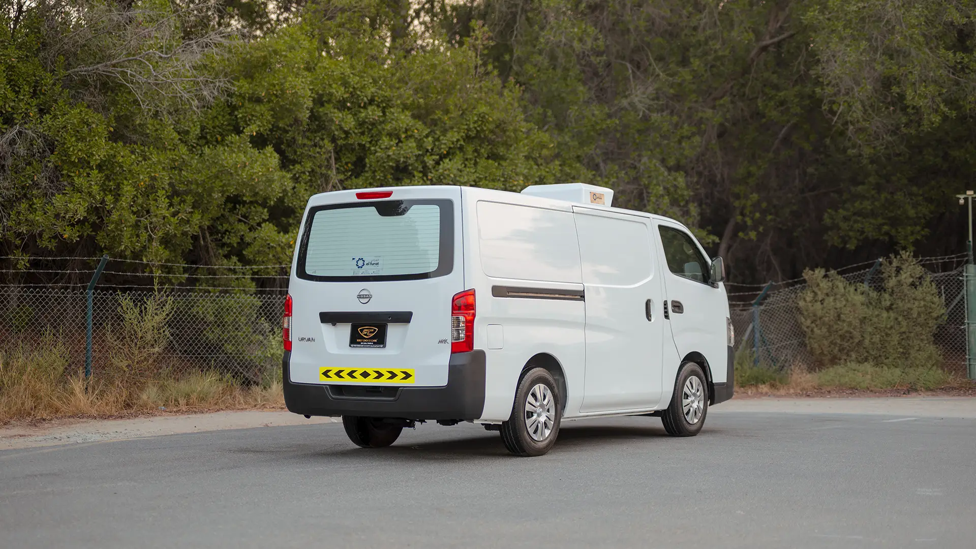Used 2023 Nissan Urvan Standard Roof in White – Right Back Diagonal (45°) View for Sale at First Choice Cars Dubai Sharjah