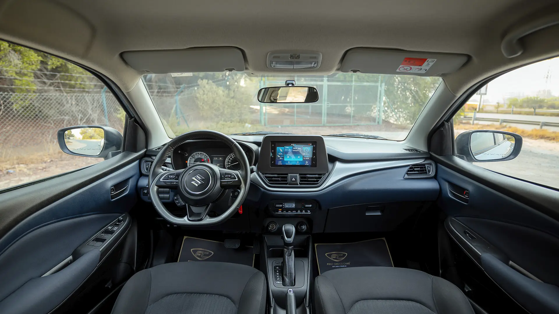 Used 2025 Suzuki Baleno GL in Silver – Front Cabin / Dashboard Full View for Sale at First Choice Cars Dubai Sharjah
