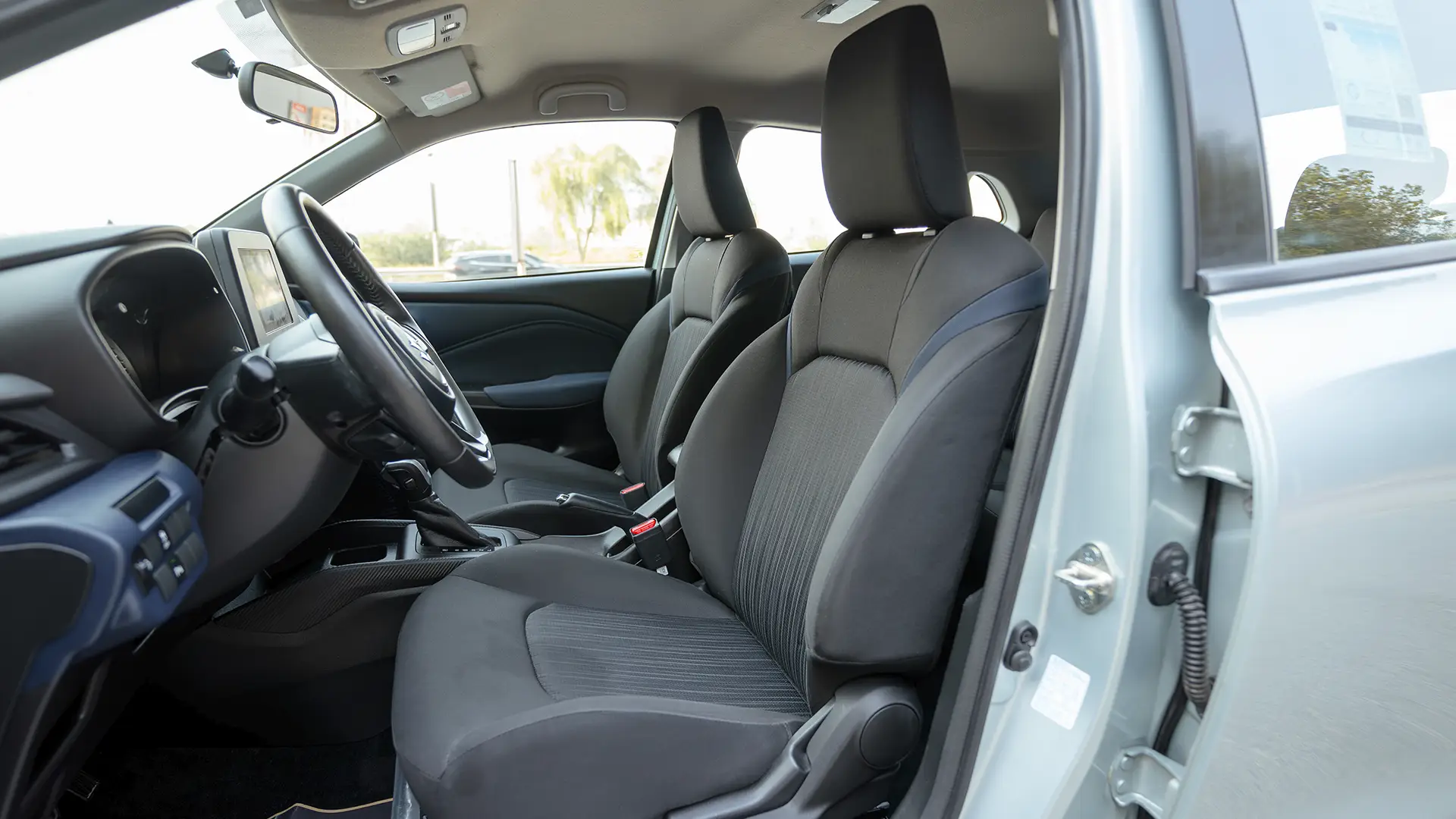 Used 2025 Suzuki Baleno GL in Silver – Front Driver Side Cabin View for Sale at First Choice Cars Dubai Sharjah