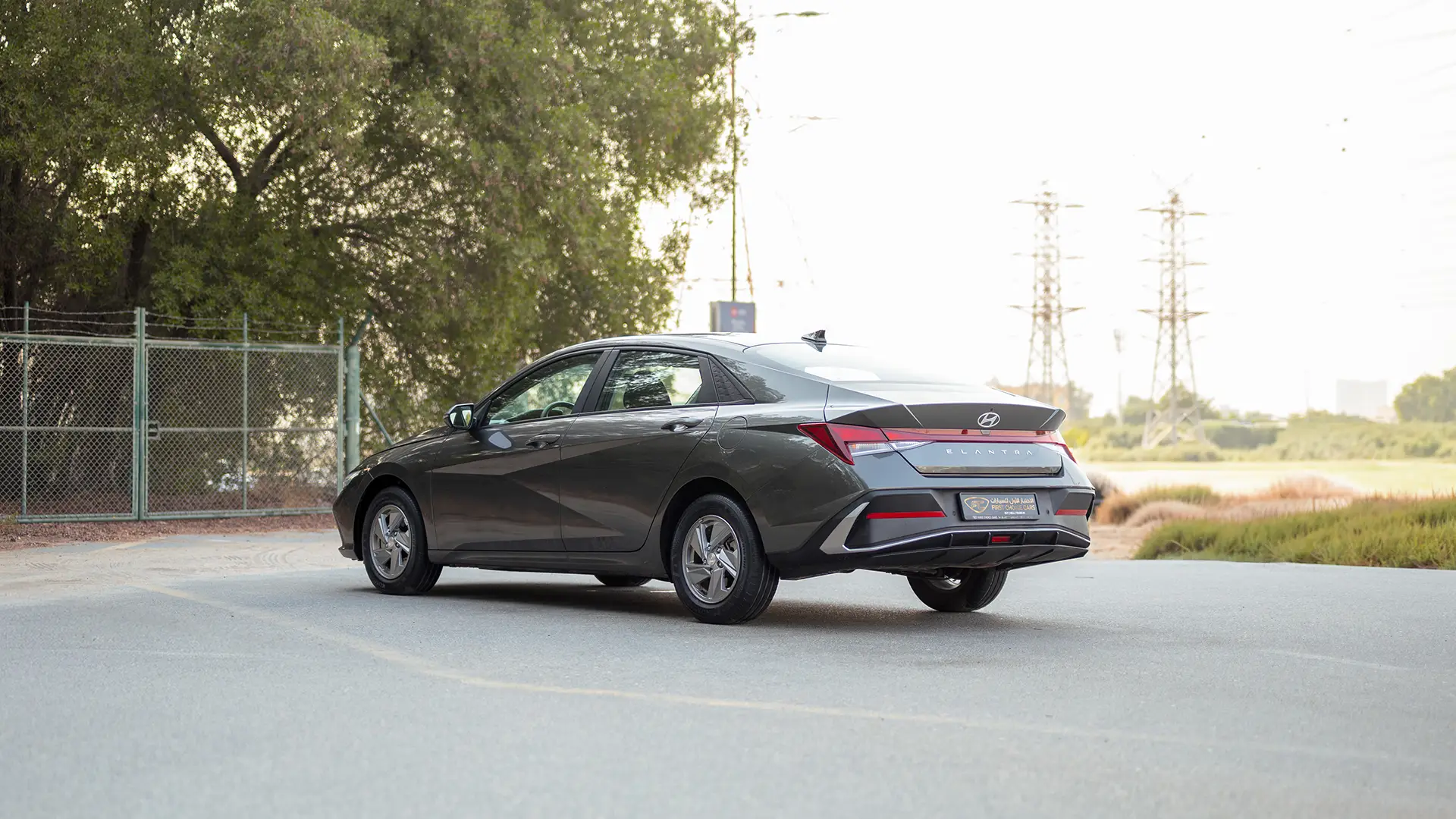 Used 2024 Hyundai Elantra Comfort in Grey – Left Back Diagonal (45°) View for Sale at First Choice Cars Dubai Sharjah