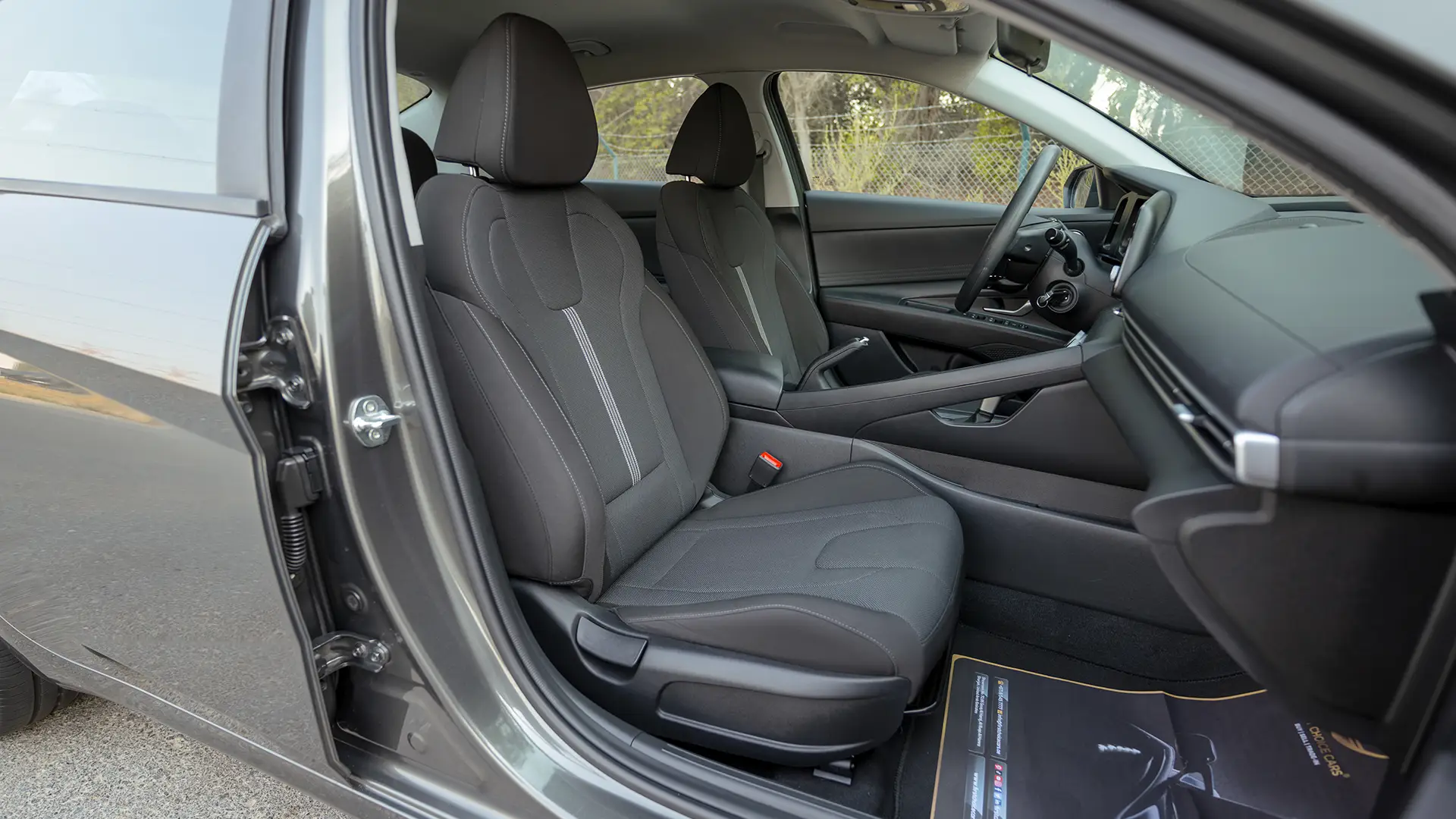 Used 2024 Hyundai Elantra Comfort in Grey – Front Passenger Side Cabin View for Sale at First Choice Cars Dubai Sharjah