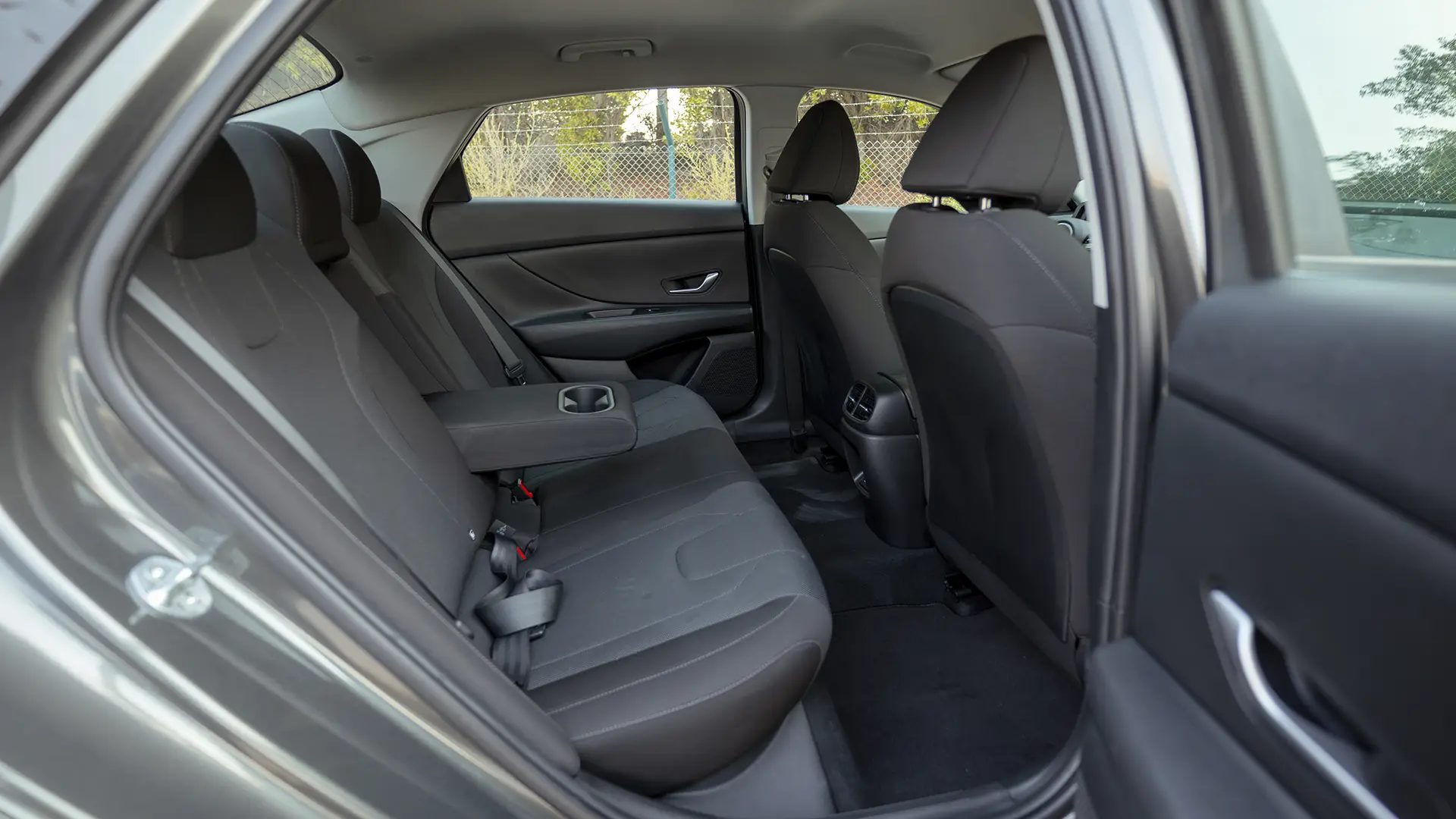 Used 2024 Hyundai Elantra Comfort in Grey – Rear Passenger Side Cabin View for Sale at First Choice Cars Dubai Sharjah