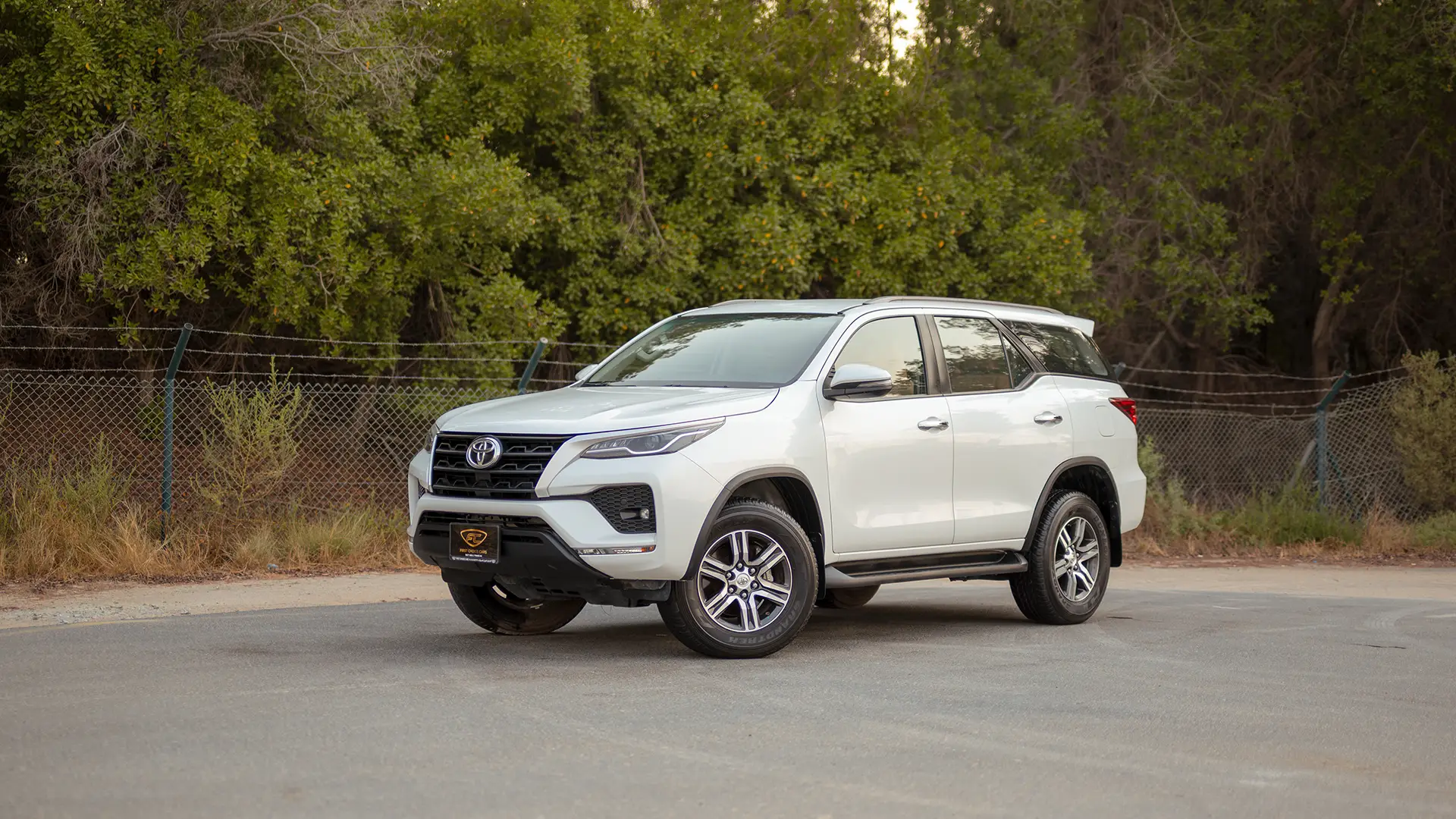 Used 2025 Toyota Fortuner EXR in White – Left Front Diagonal (45°) View for Sale at First Choice Cars Dubai Sharjah