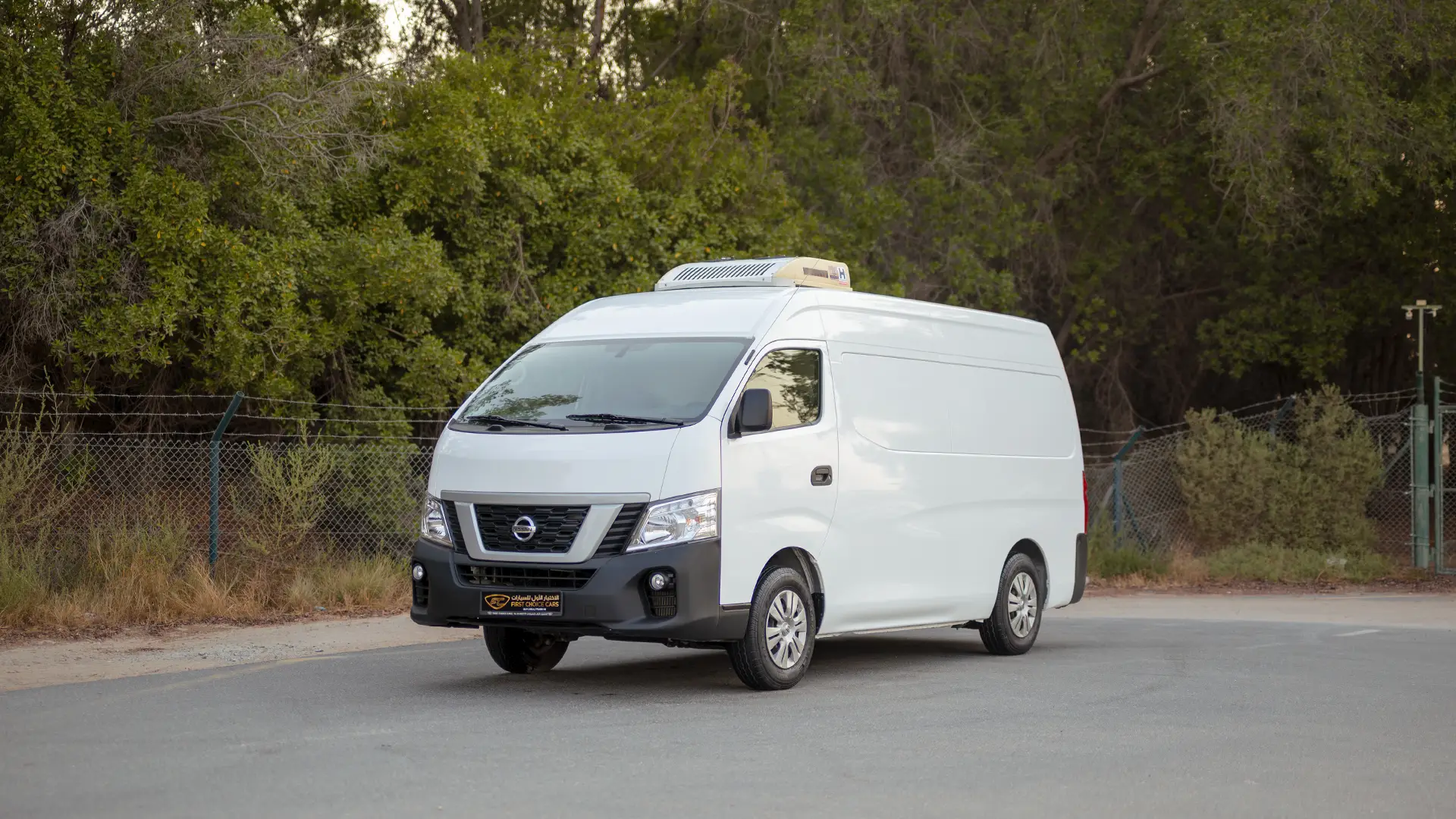 Used 2022 Nissan Urvan High Roof in White – Left Front Diagonal (45°) View for Sale at First Choice Cars Dubai Sharjah