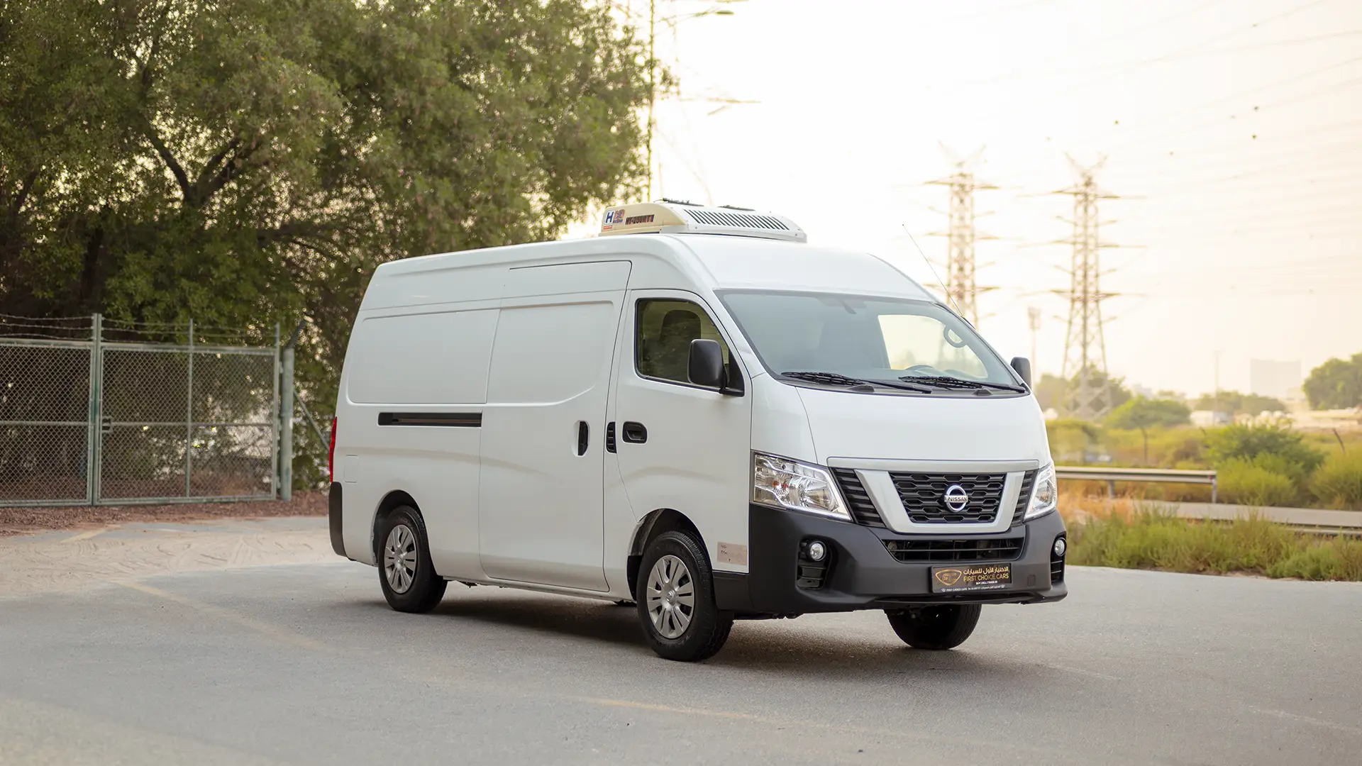 Used 2022 Nissan Urvan High Roof in White – Right Front Diagonal (45°) View for Sale at First Choice Cars Dubai Sharjah