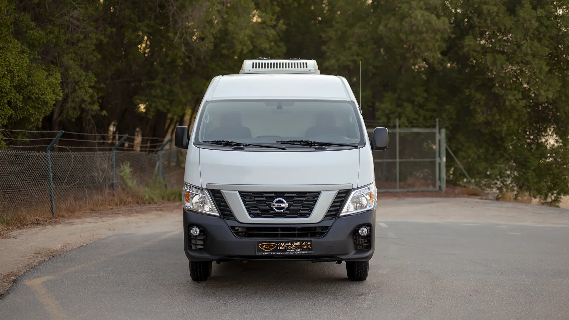 Used 2022 Nissan Urvan High Roof in White – Front View for Sale at First Choice Cars Dubai Sharjah