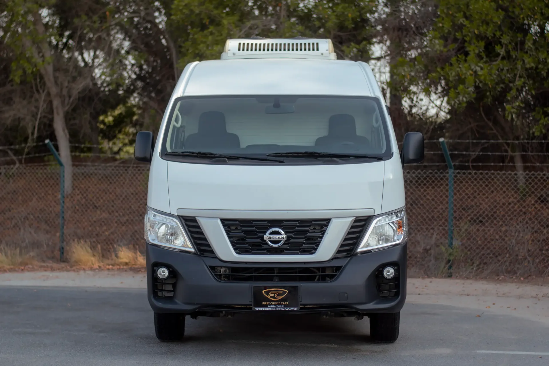 Used 2022 Nissan Urvan High Roof in White – Front View for Sale at First Choice Cars Dubai Sharjah