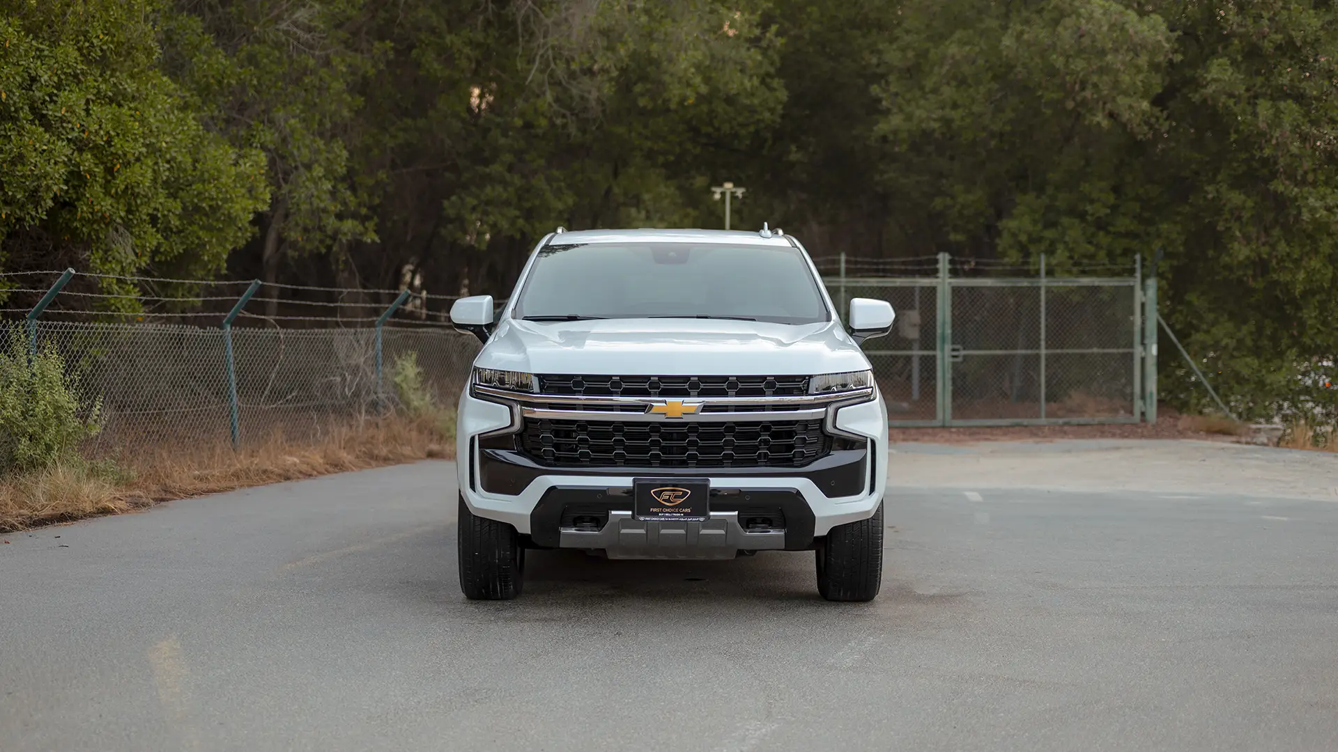 Used 2024 Chevrolet Tahoe LS in White – Front View for Sale at First Choice Cars Dubai Sharjah
