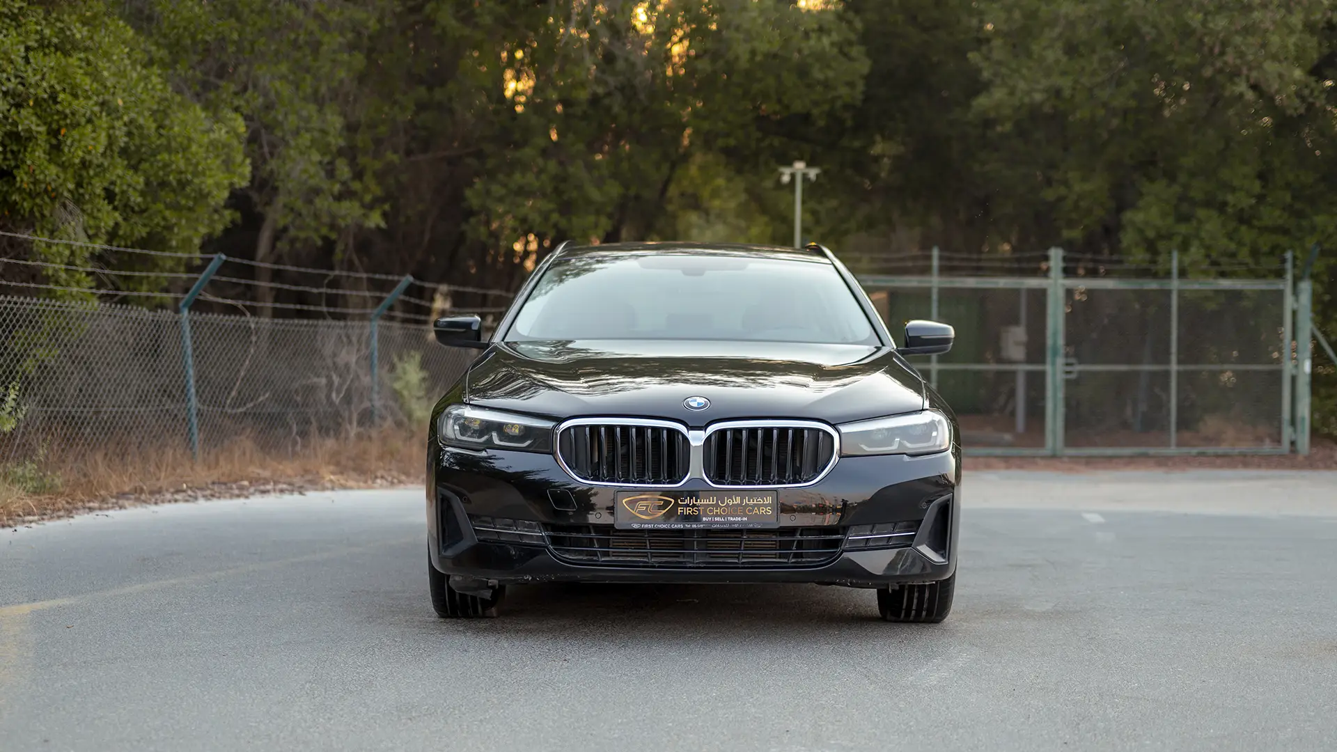 Used 2023 BMW 5-Series 520i in Black – Front View for Sale at First Choice Cars Dubai Sharjah