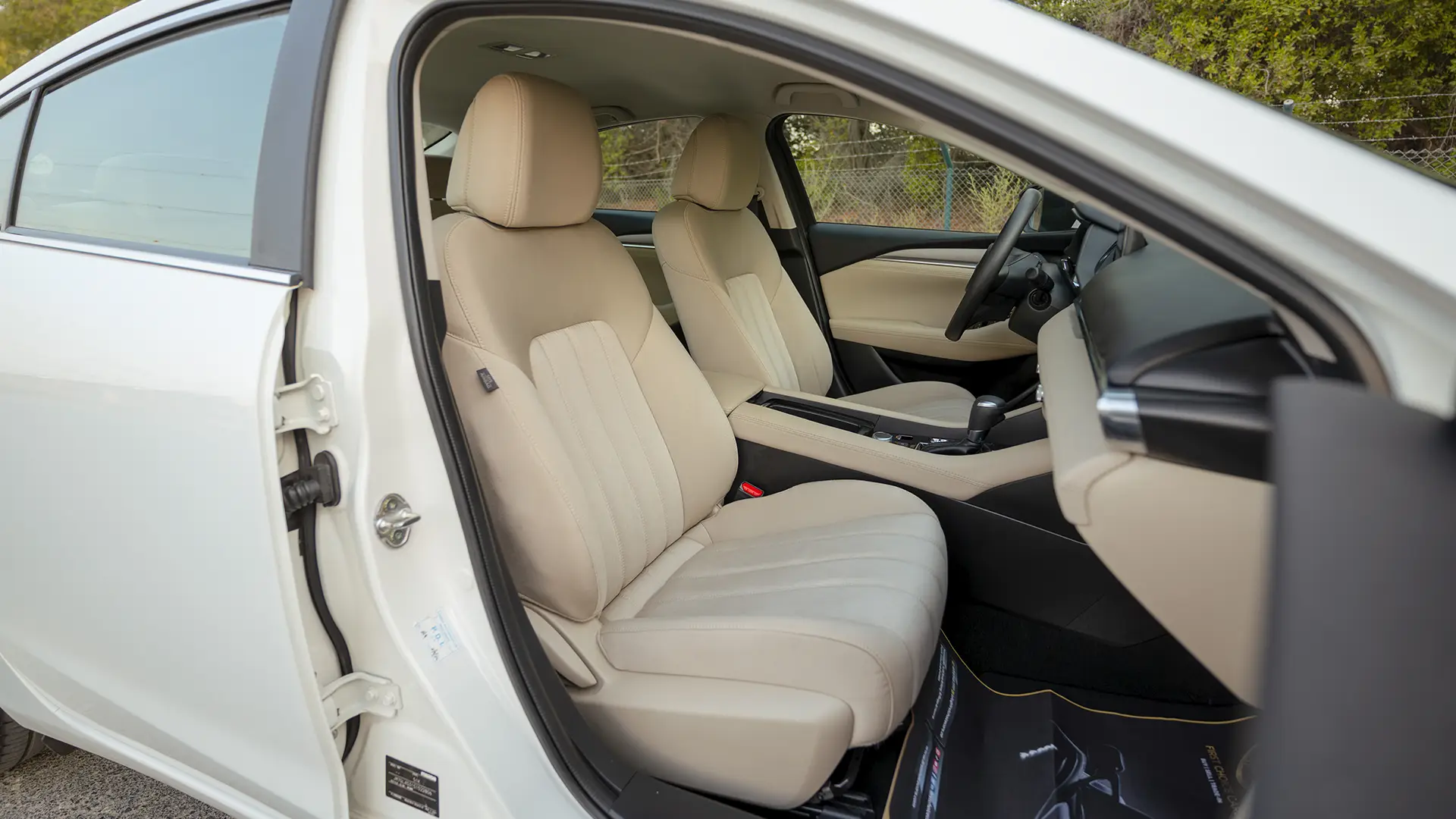 Used 2024 Mazda 6 Pure in White – Front Passenger Side Cabin View for Sale at First Choice Cars Dubai Sharjah