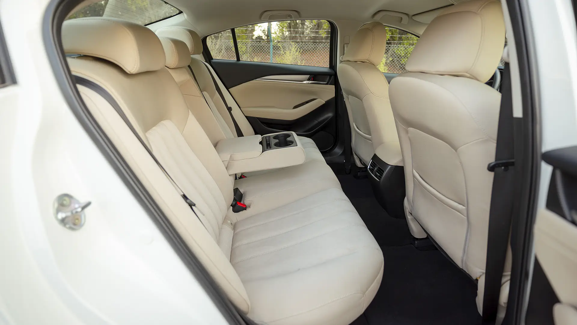 Used 2024 Mazda 6 Pure in White – Rear Passenger Side Cabin View for Sale at First Choice Cars Dubai Sharjah
