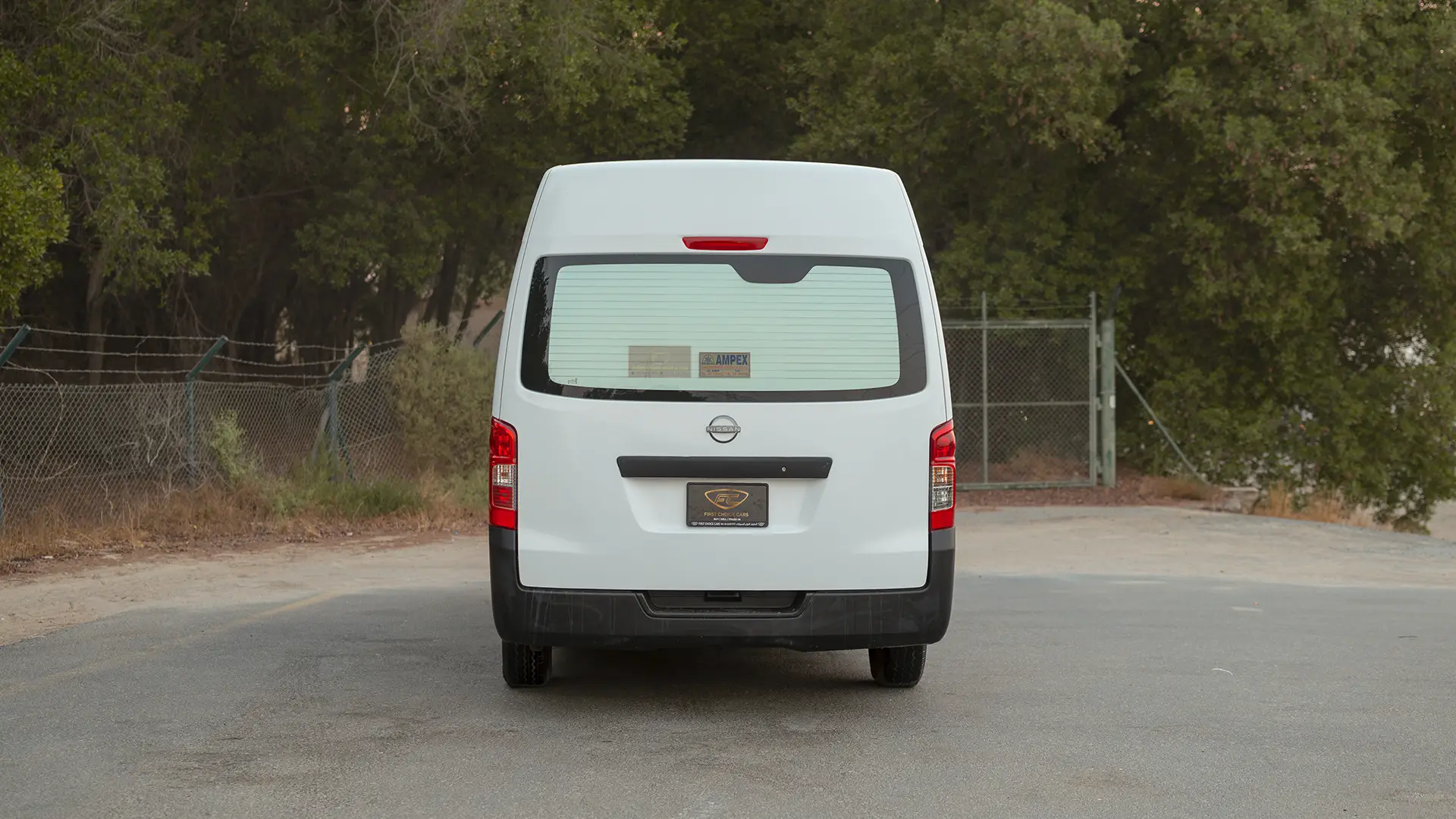 Used 2023 Nissan Urvan High Roof in White – Back/Rear View for Sale at First Choice Cars Dubai Sharjah