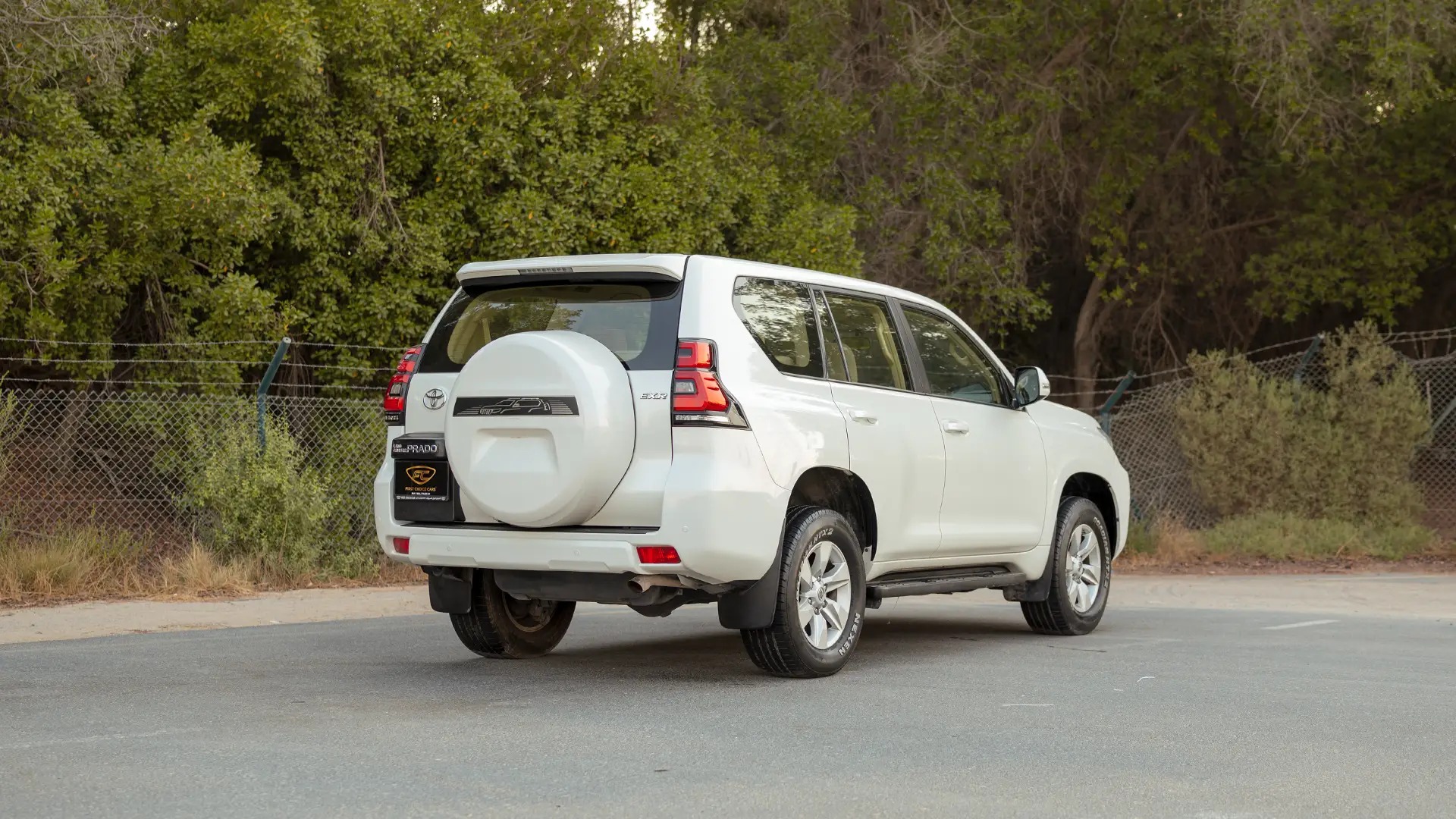 Used 2022 Toyota Prado EXR in White – Right Back Diagonal (45°) View for Sale at First Choice Cars Dubai Sharjah