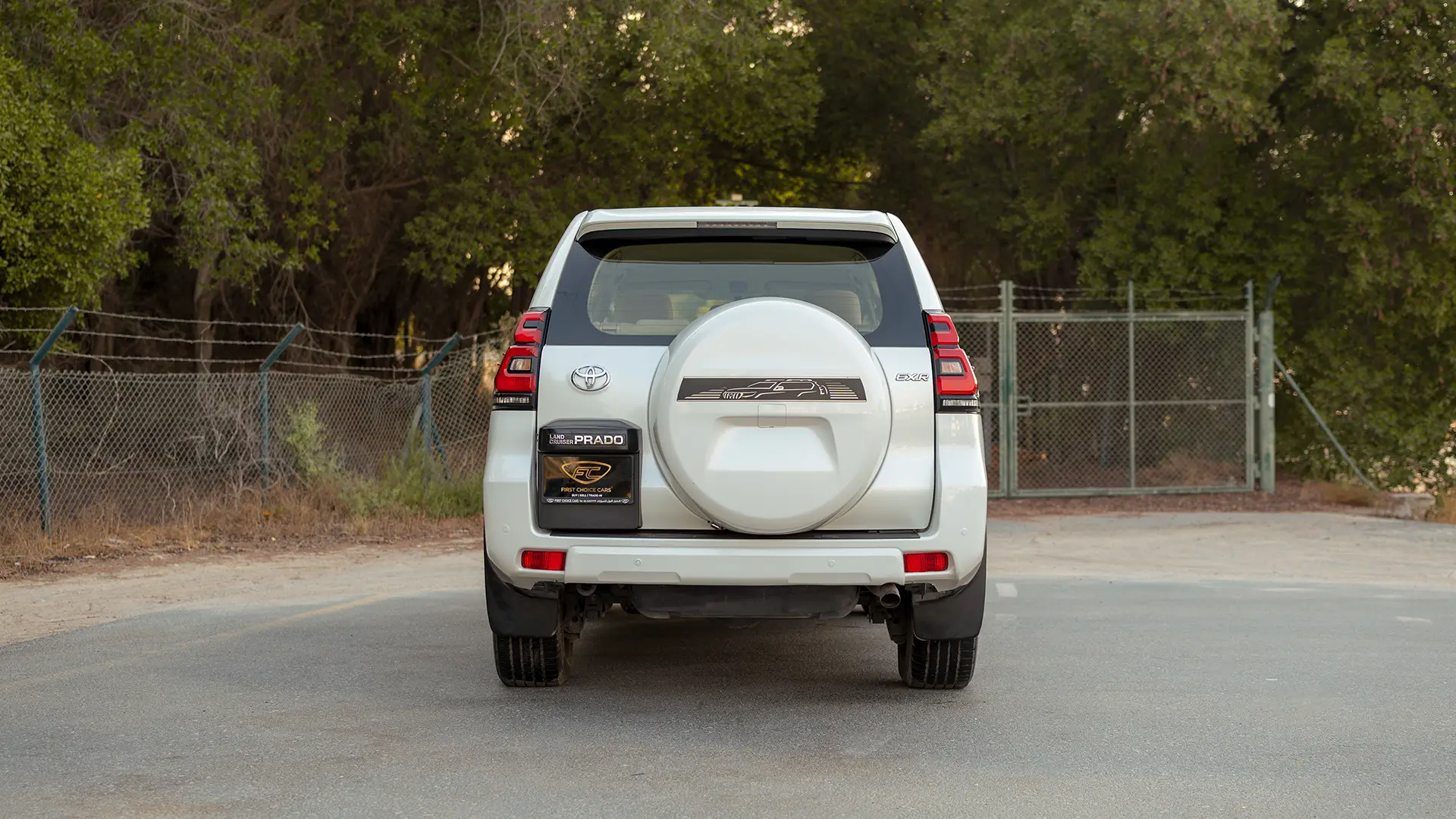 Used 2022 Toyota Prado EXR in White – Back/Rear View for Sale at First Choice Cars Dubai Sharjah