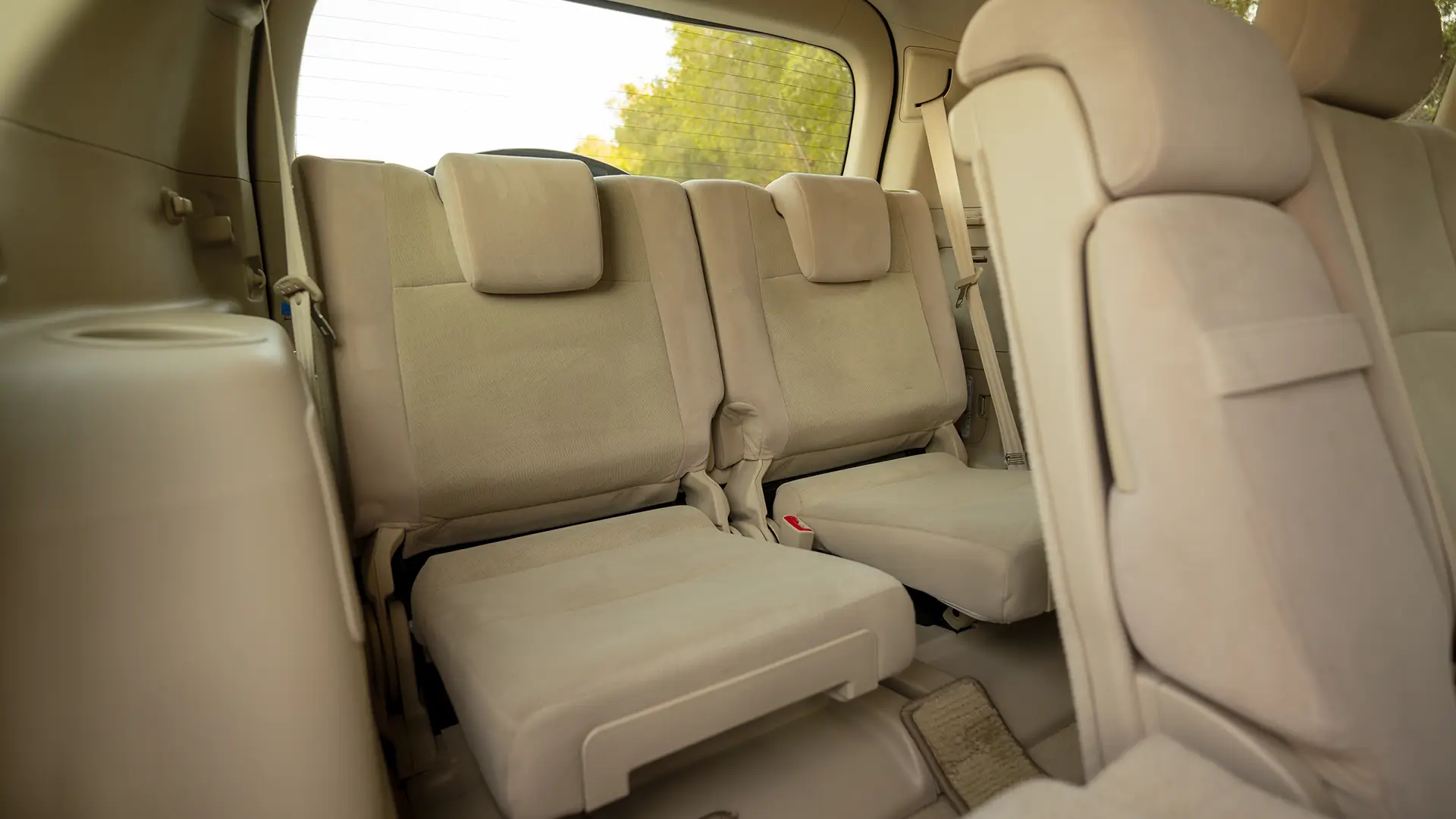 Used 2022 Toyota Prado EXR in White – Third Row Right Seat View for Sale at First Choice Cars Dubai Sharjah