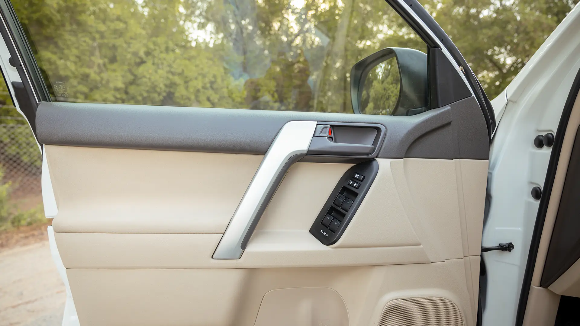 Used 2022 Toyota Prado EXR in White – Driver Door Panel Full View for Sale at First Choice Cars Dubai Sharjah