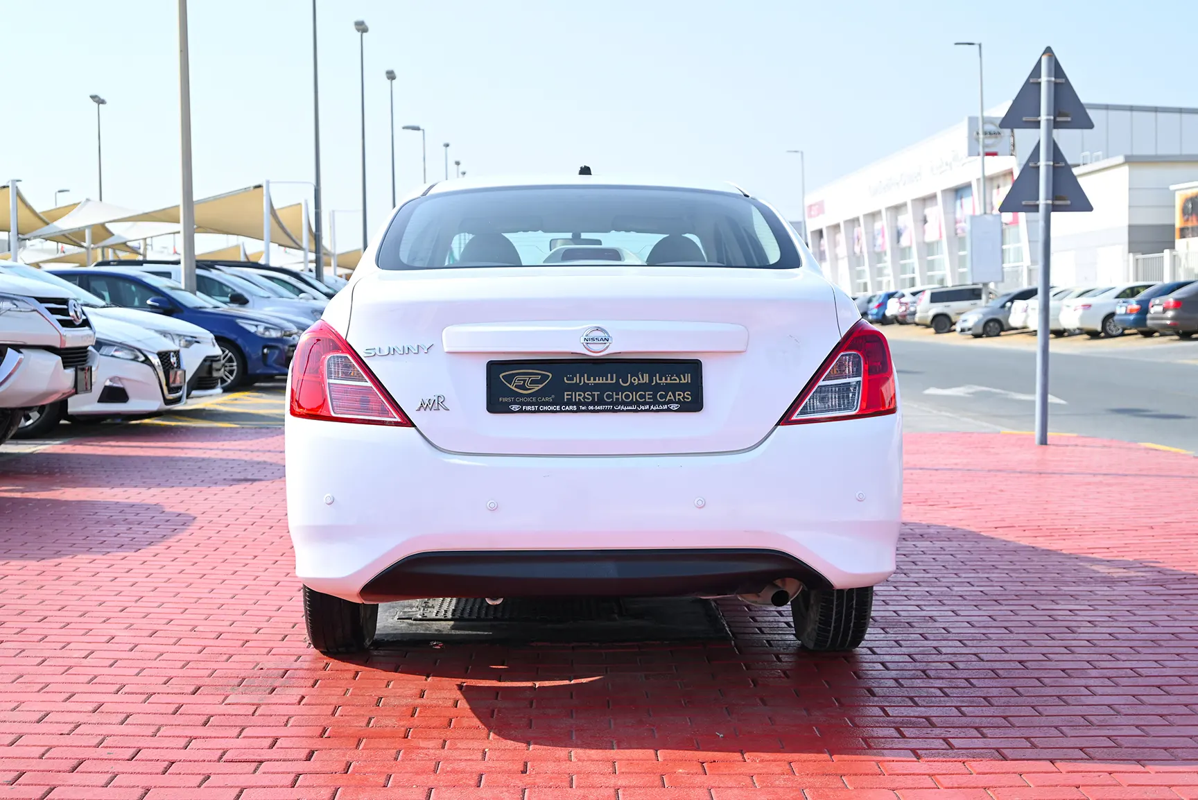 Used 2018 Nissan Sunny S White – Back/Rear View at First Choice Cars Sharjah