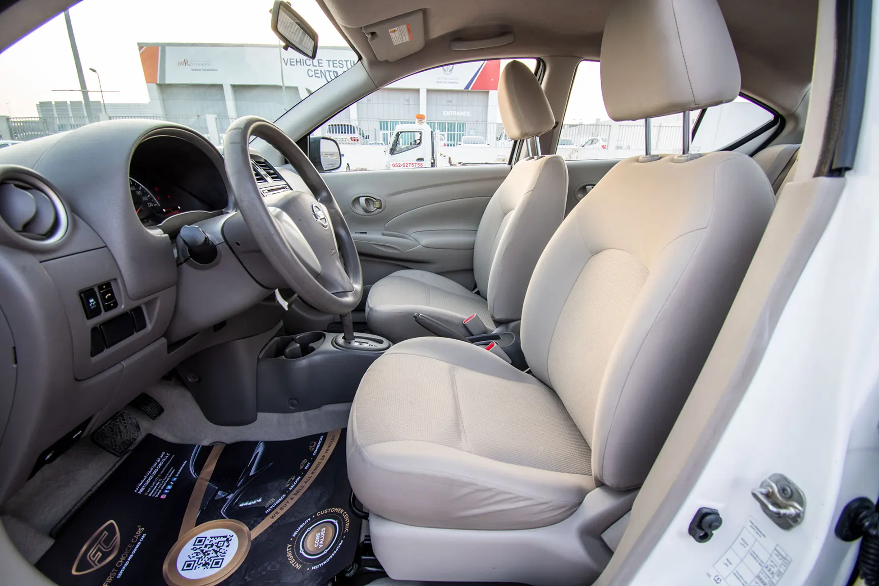 Used 2018 Nissan Sunny S White – Front Driver Side Cabin View at First Choice Cars Sharjah