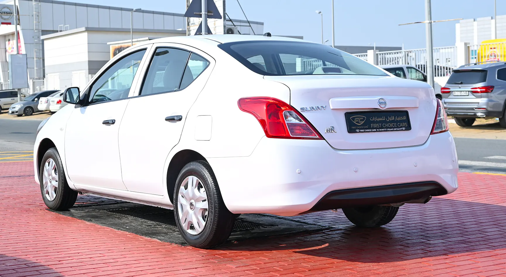 Used 2018 Nissan Sunny S White – Right Back Diagonal (45°) View at First Choice Cars Sharjah