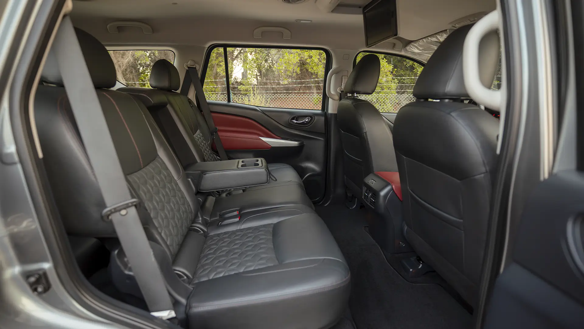 Used 2023 Nissan Xterra Platinum in Grey – Rear Passenger Side Cabin View for Sale at First Choice Cars Dubai Sharjah