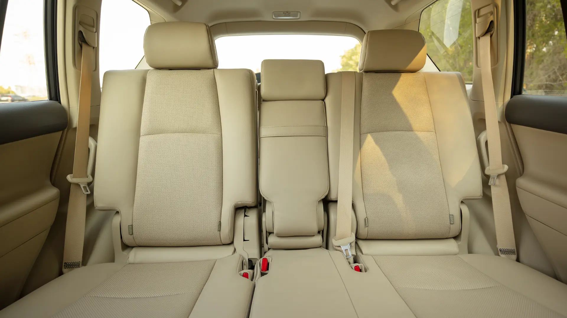 Used 2023 Toyota Prado VXR in White – Rear Seat View for Sale at First Choice Cars Dubai Sharjah