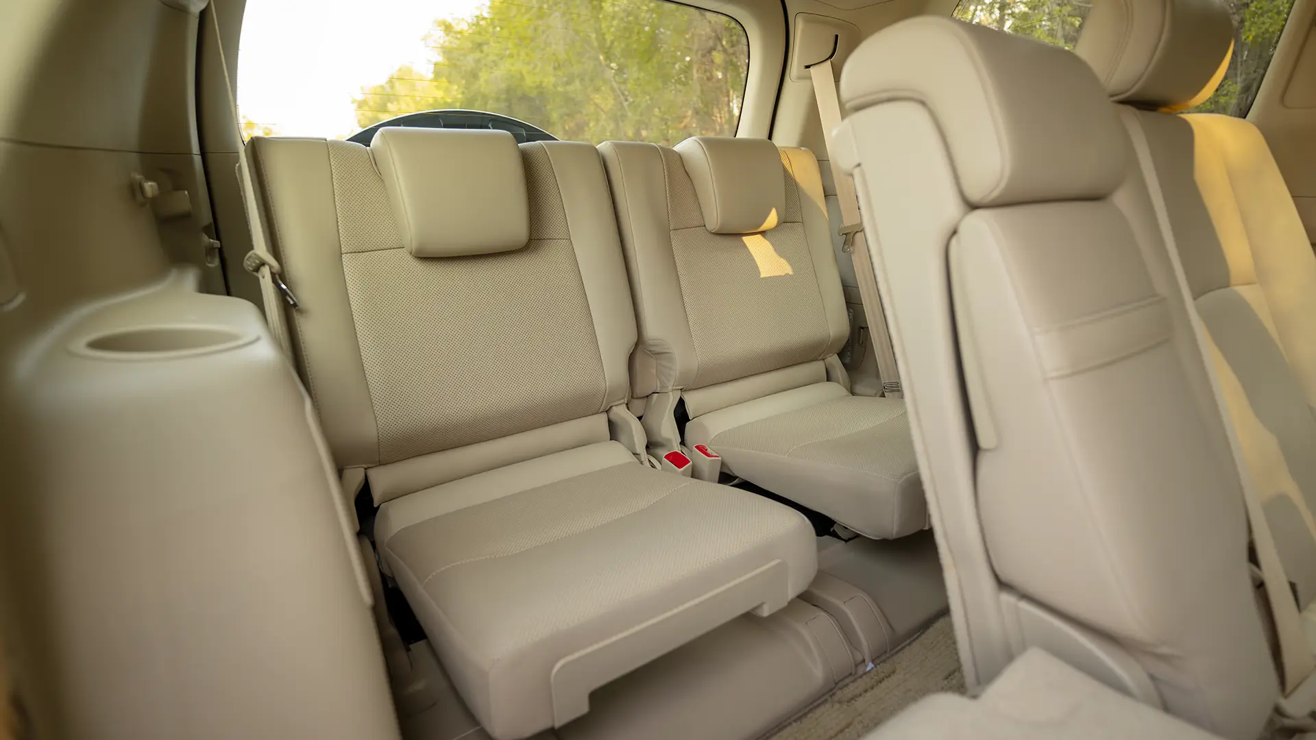 Used 2023 Toyota Prado VXR in White – Third Row Right Seat View for Sale at First Choice Cars Dubai Sharjah