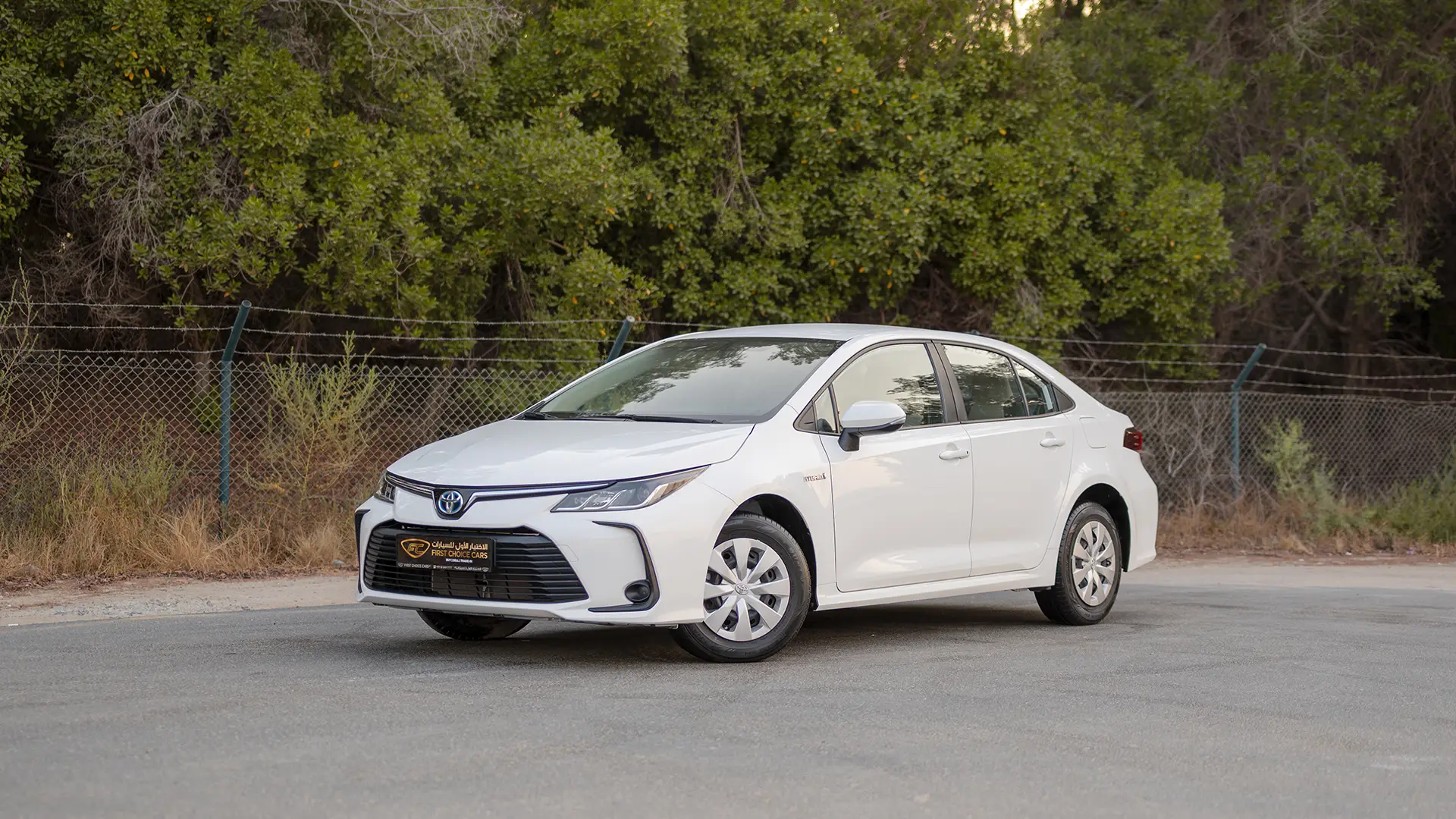 Used 2024 Toyota Corolla XLI in White – Left Front Diagonal (45°) View for Sale at First Choice Cars Dubai Sharjah