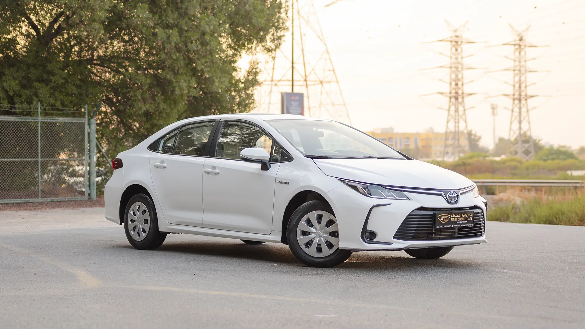 Used 2024 Toyota Corolla XLI in White – Right Front Diagonal (45°) View for Sale at First Choice Cars Dubai Sharjah