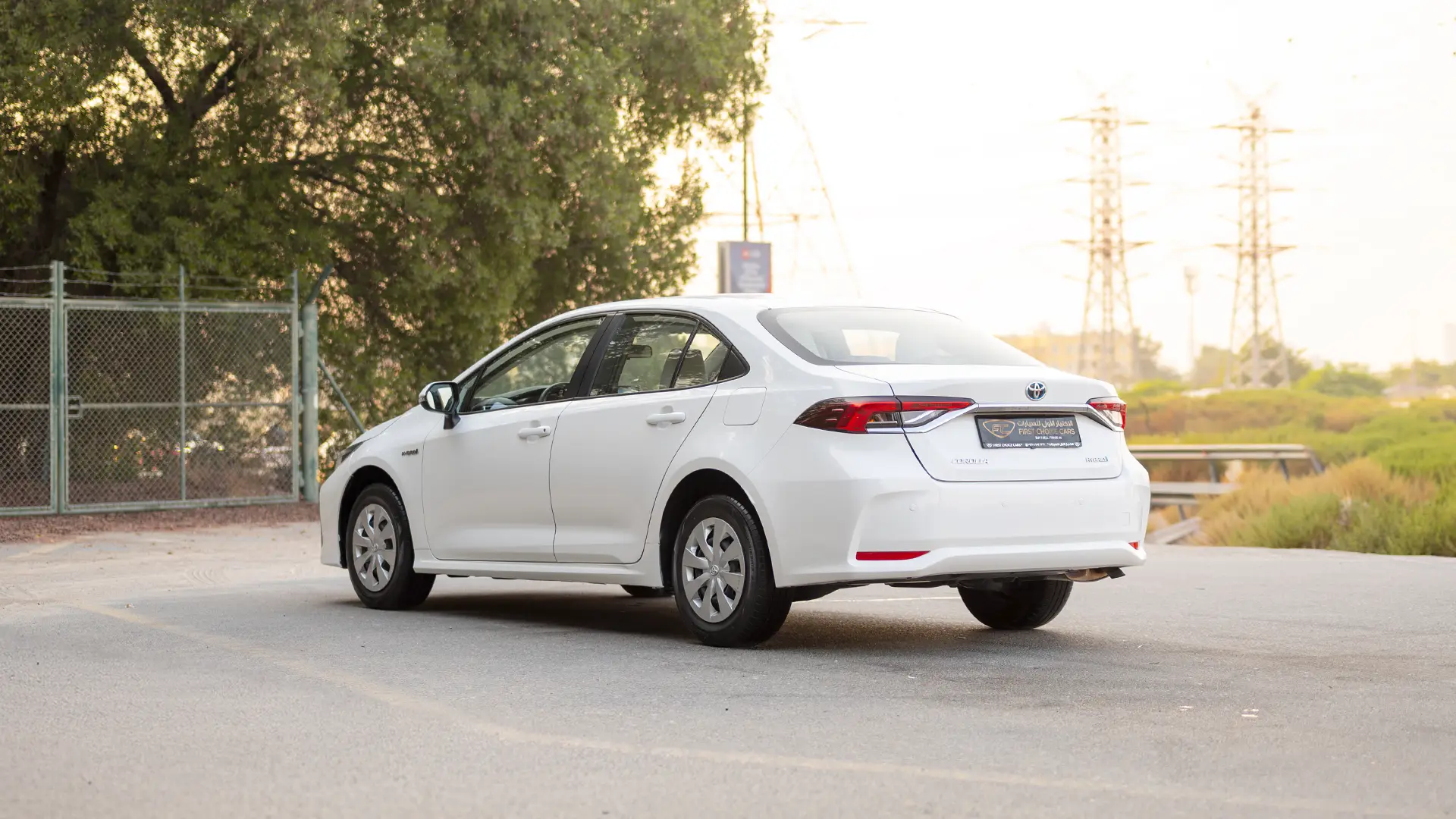 Used 2024 Toyota Corolla XLI in White – Left Back Diagonal (45°) View for Sale at First Choice Cars Dubai Sharjah