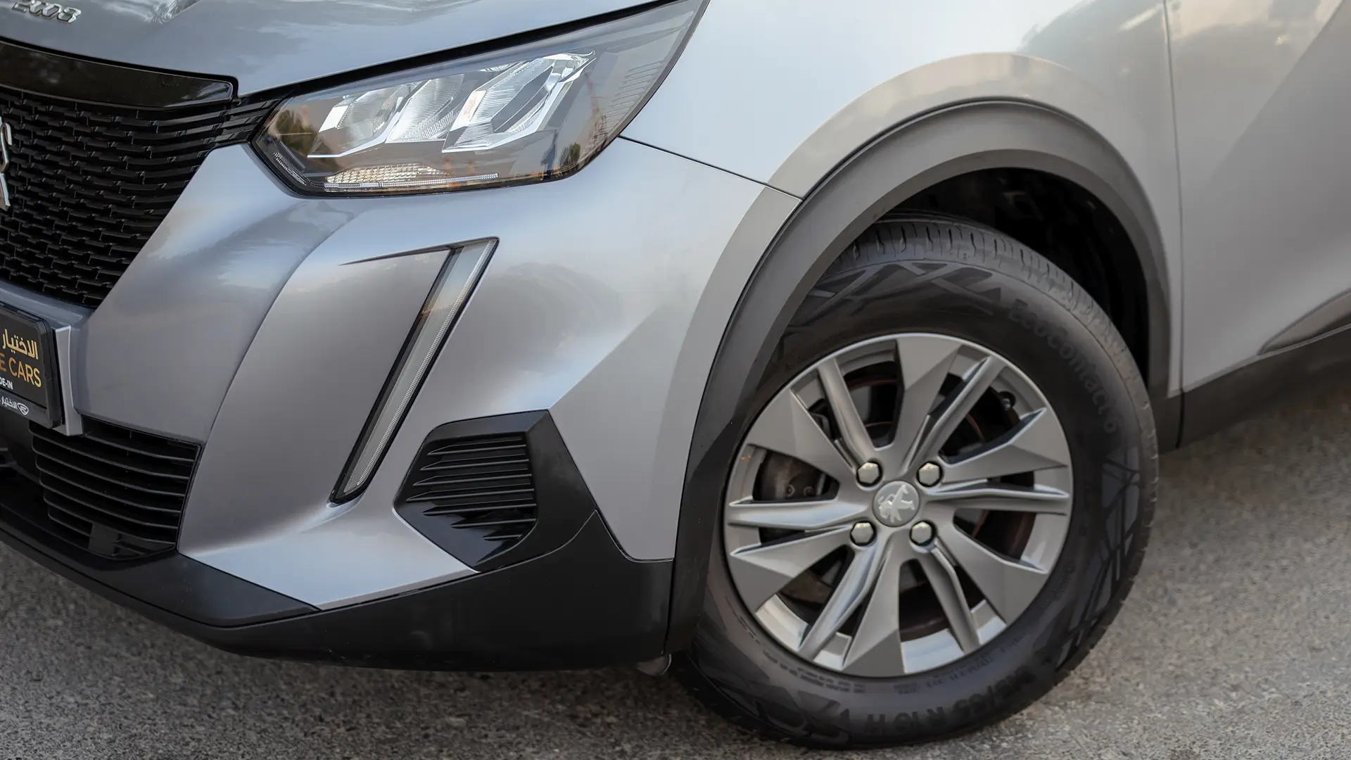 Used 2023 Peugeot 2008 Allure in Silver – Headlight Close-up for Sale at First Choice Cars Dubai Sharjah