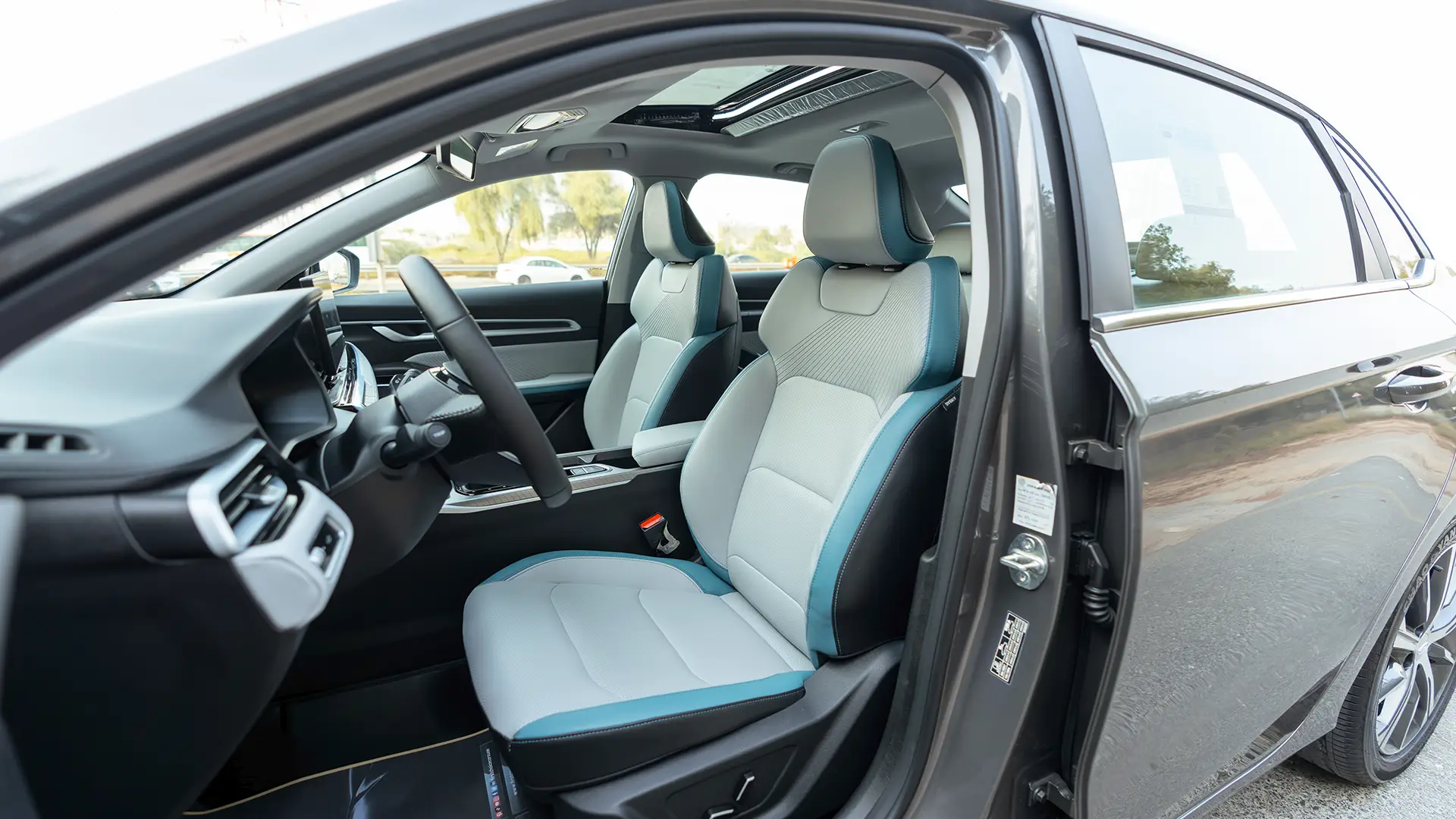 Used 2025 Geely Emgrand GF in Grey – Front Driver Side Cabin View for Sale at First Choice Cars Dubai Sharjah