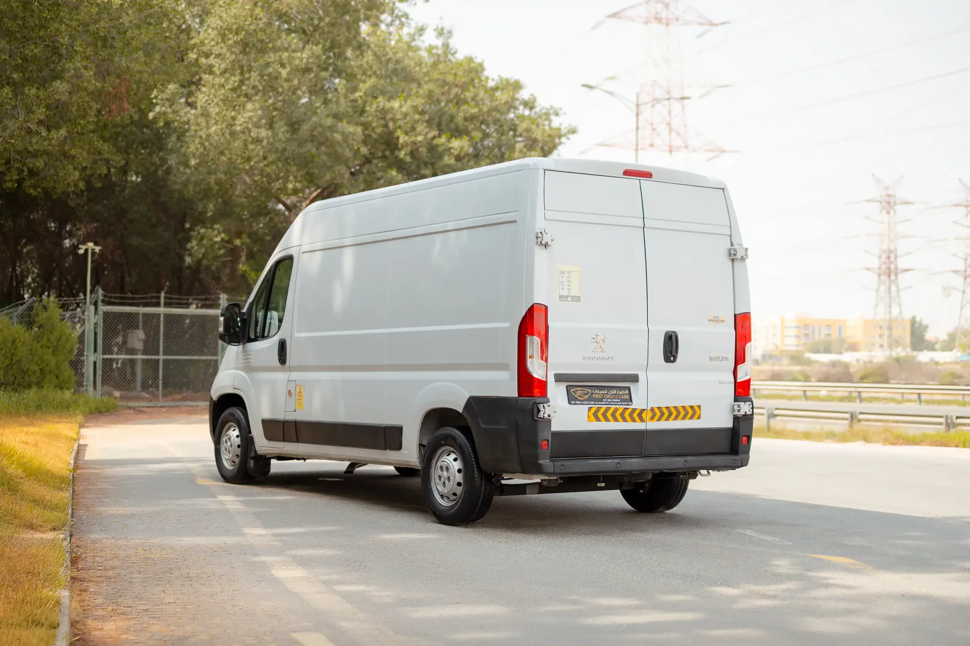 Used 2022 Peugeot Boxer L2H2 in White – Left Back Diagonal (45°) View for Sale at First Choice Cars Dubai Sharjah