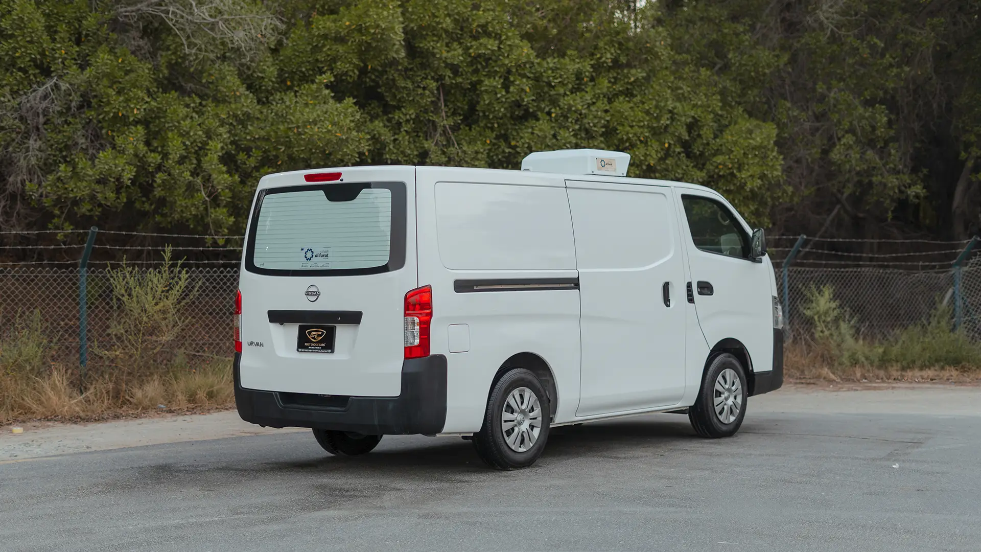 Used 2023 Nissan Urvan Standard Roof in White – Right Back Diagonal (45°) View for Sale at First Choice Cars Dubai Sharjah