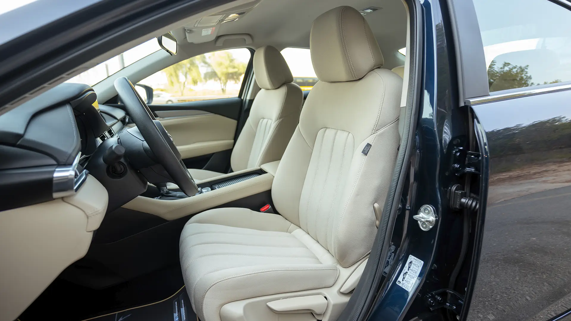 Used 2025 Mazda 6 Pure in Blue – Front Driver Side Cabin View for Sale at First Choice Cars Dubai Sharjah