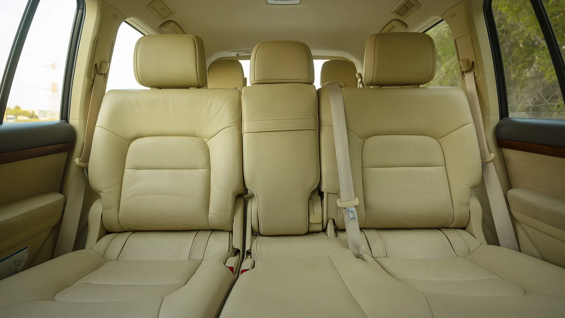 Used 2017 Toyota Land Cruiser GXR in White – Rear Seat View for Sale at First Choice Cars Dubai Sharjah
