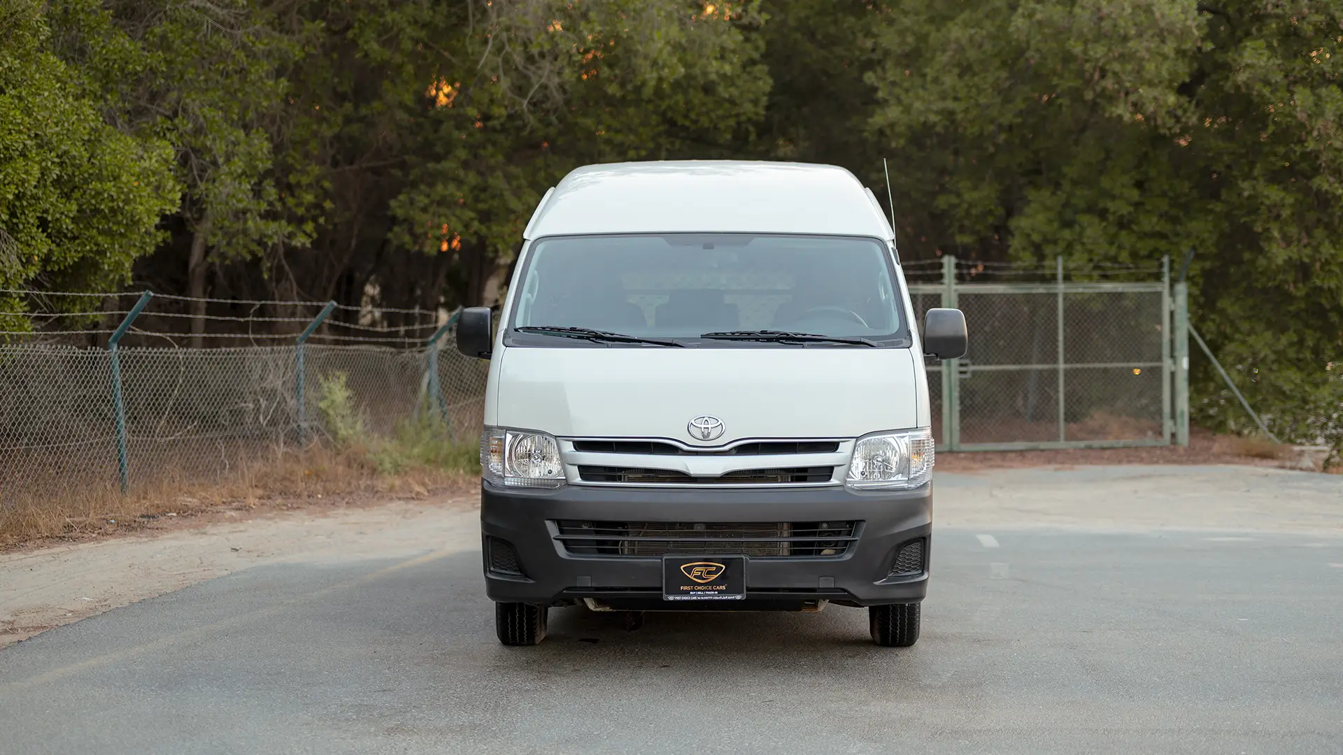 Used 2012 Toyota Hiace GL High Roof in White – Front View for Sale at First Choice Cars Dubai Sharjah
