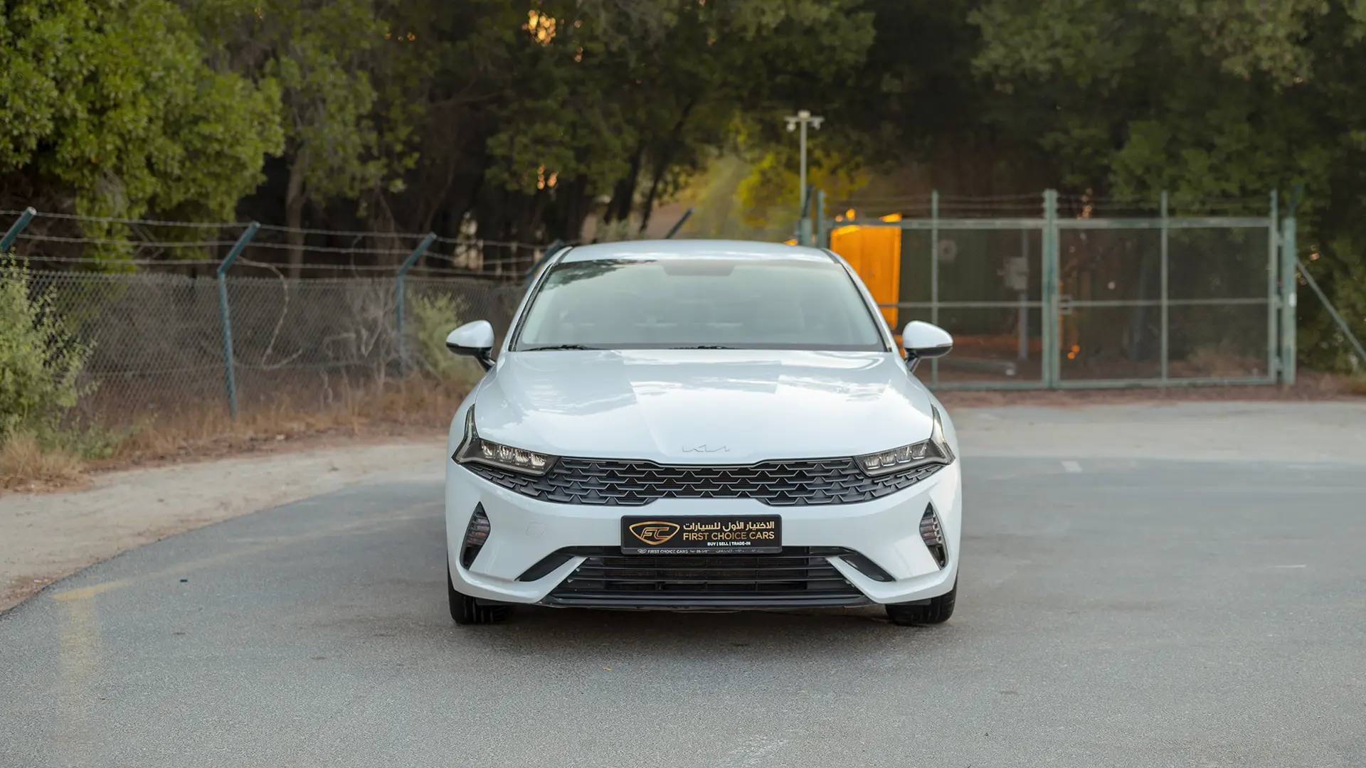 Used 2023 Kia K5 EX in White – Front View for Sale at First Choice Cars Dubai Sharjah