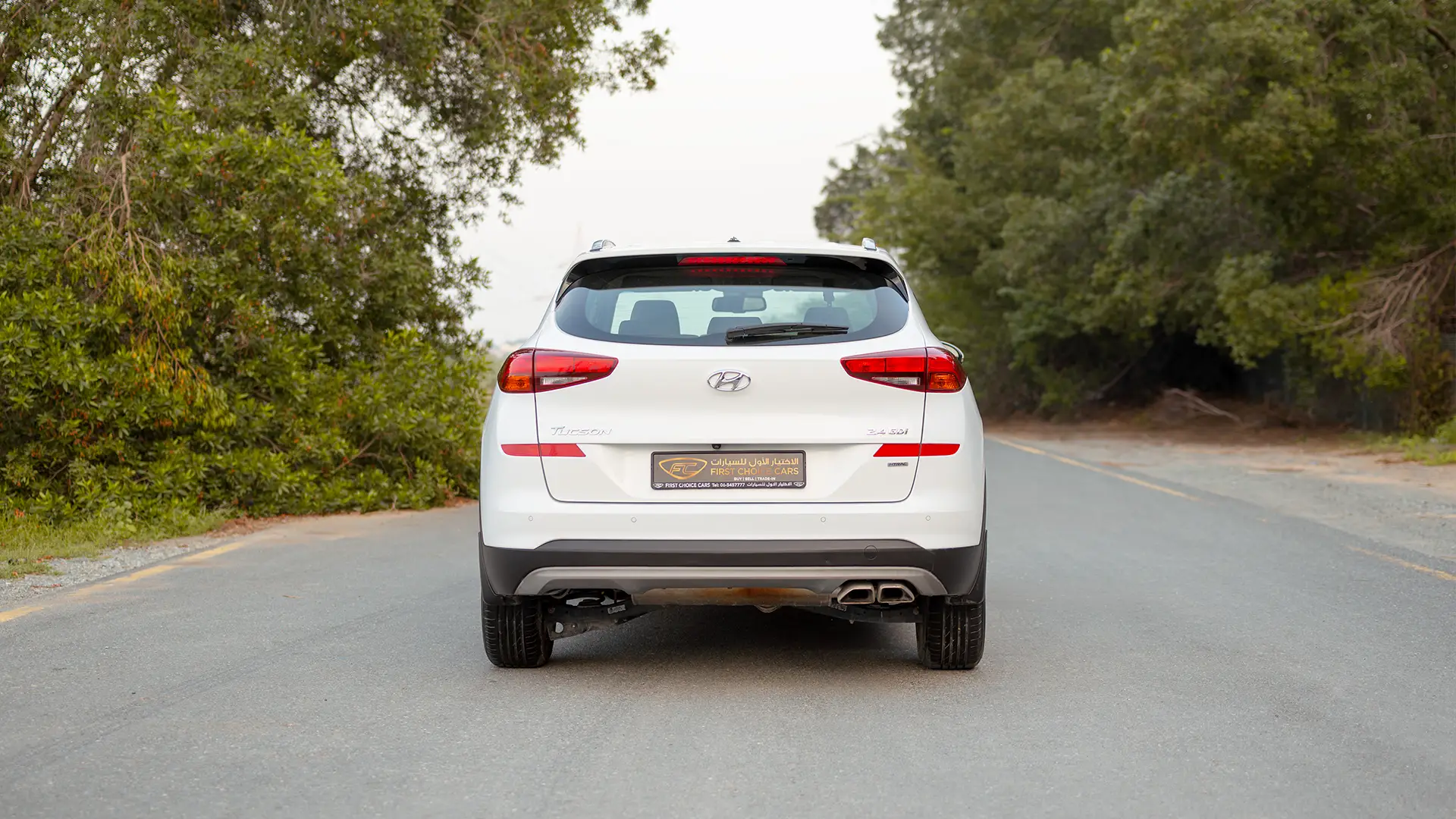 Used 2020 Hyundai Tucson GLS in White – Back/Rear View for Sale at First Choice Cars Dubai Sharjah